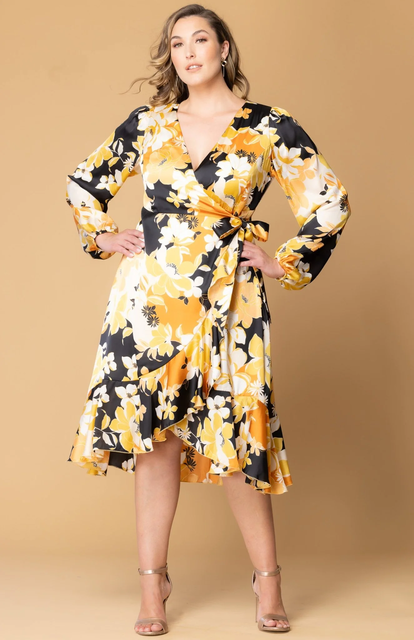 Serena Satin Wrap Dress - Plus - Image 8