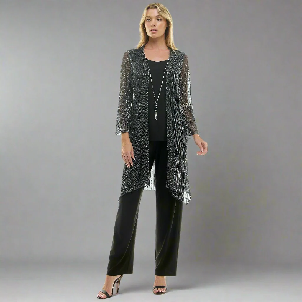 2Fer Pant Set w/ Detachable Necklace- Black/Silver - Image 5