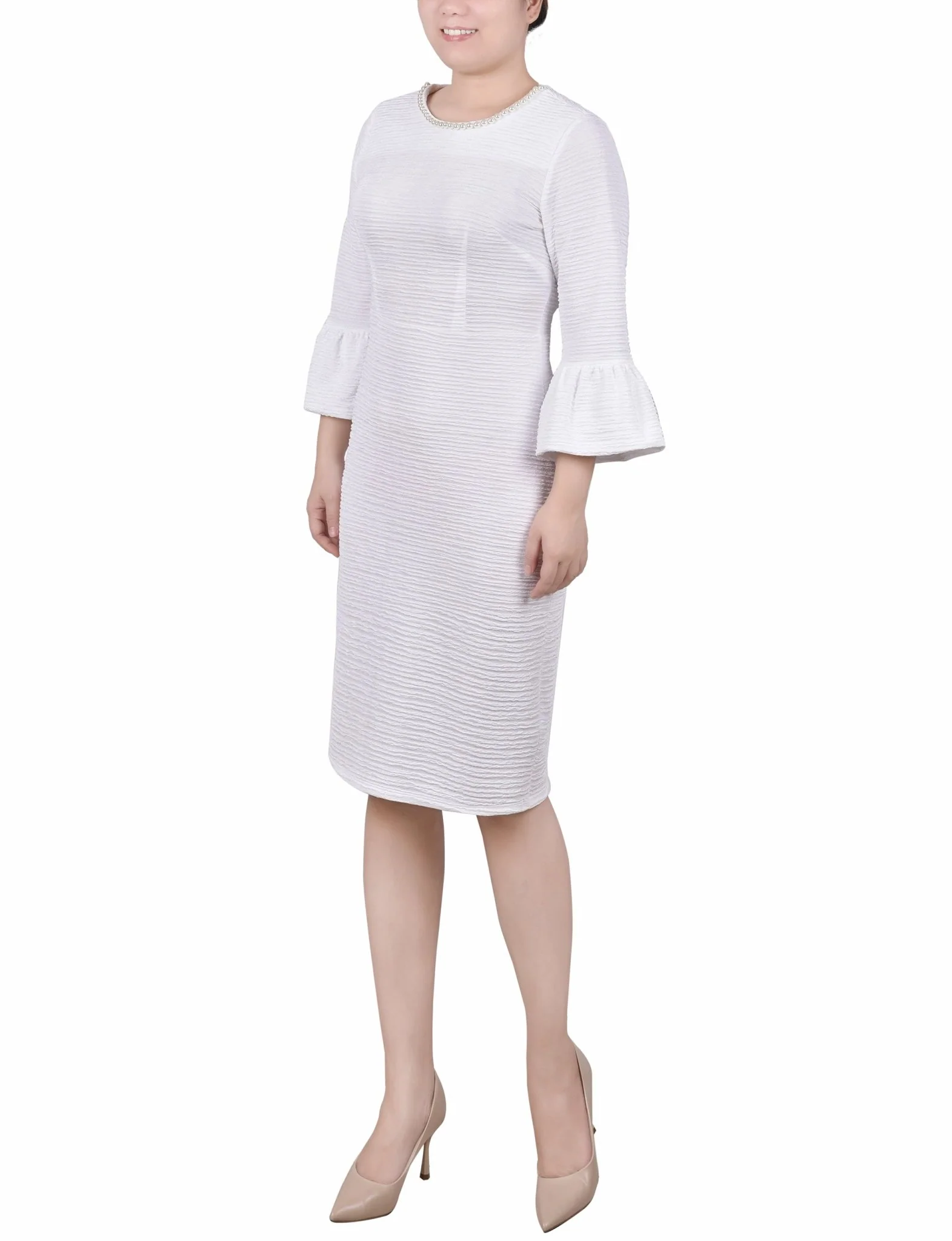 3/4 Length Pearl Detail Dress - Petite - Image 6
