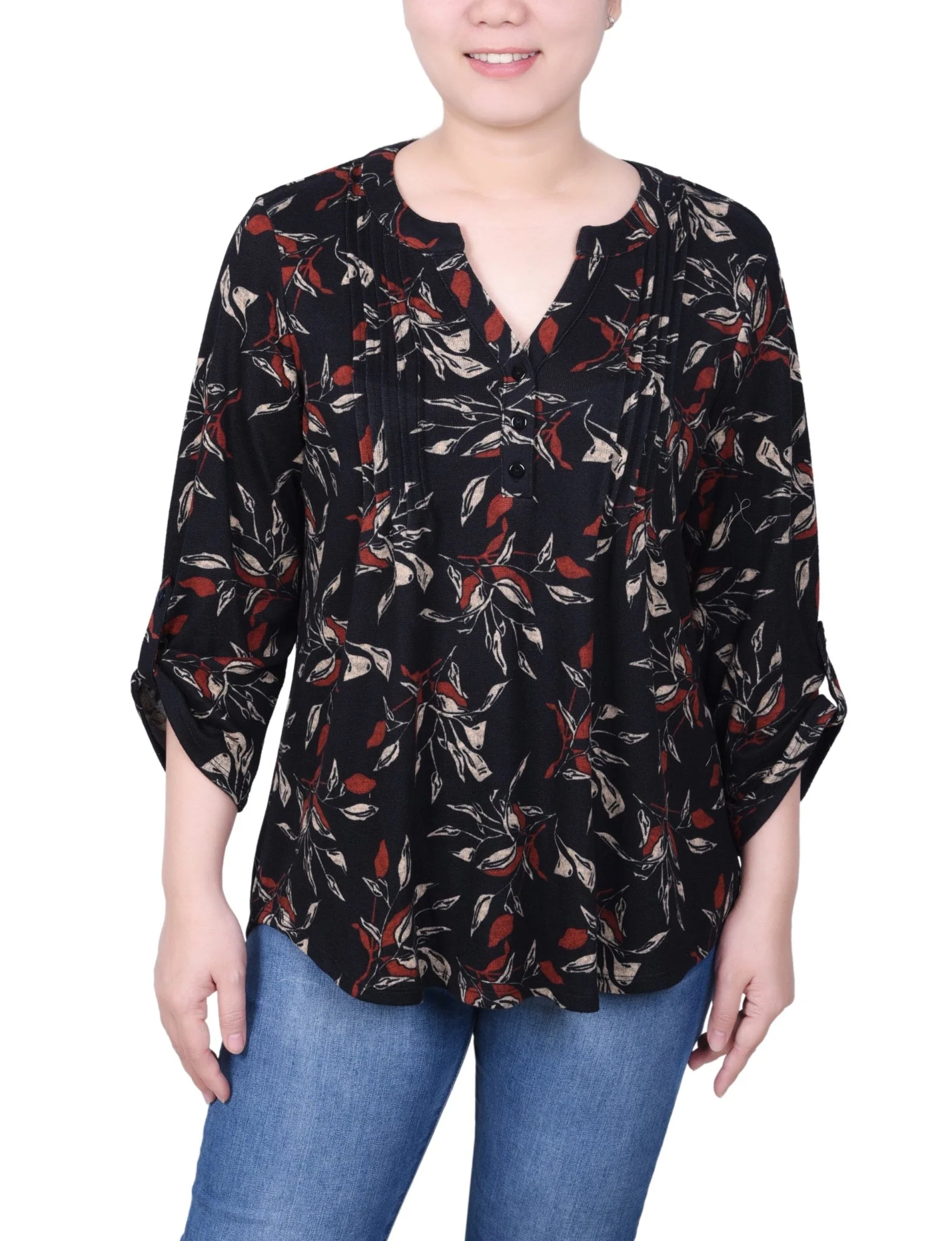 3/4 Length Roll Sleeve Top - Petite - Image 13