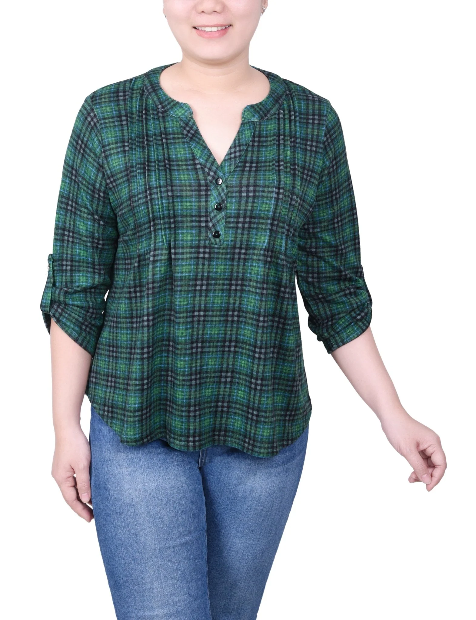 3/4 Length Roll Sleeve Top - Petite - Image 17