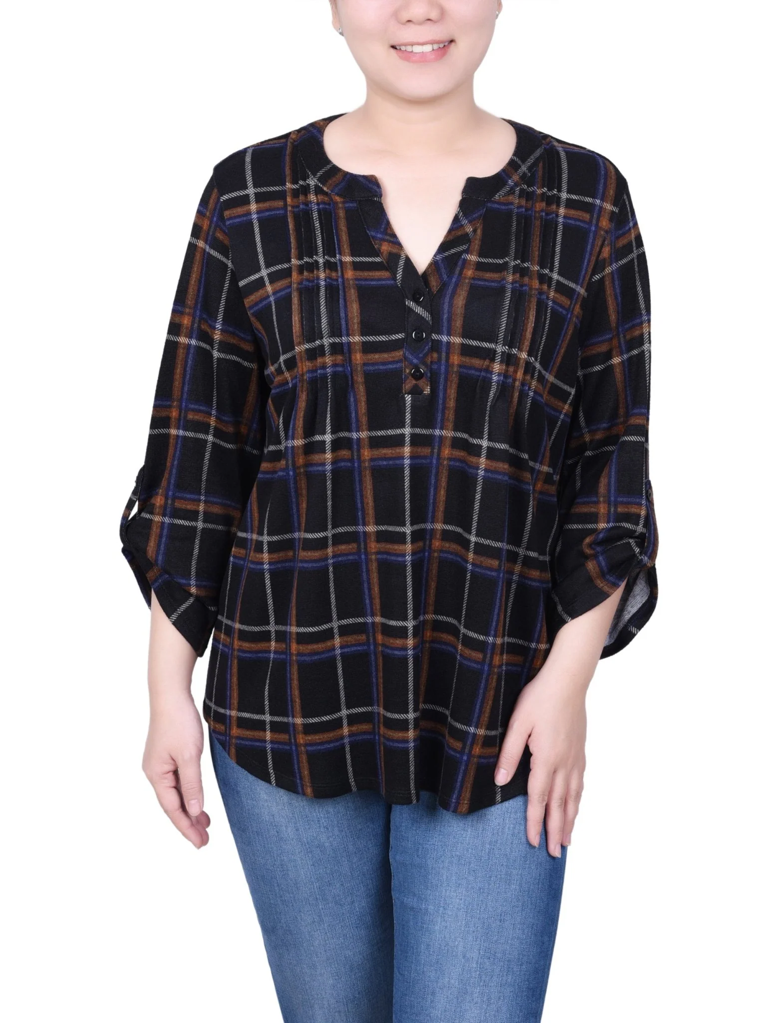 3/4 Length Roll Sleeve Top - Petite - Image 9