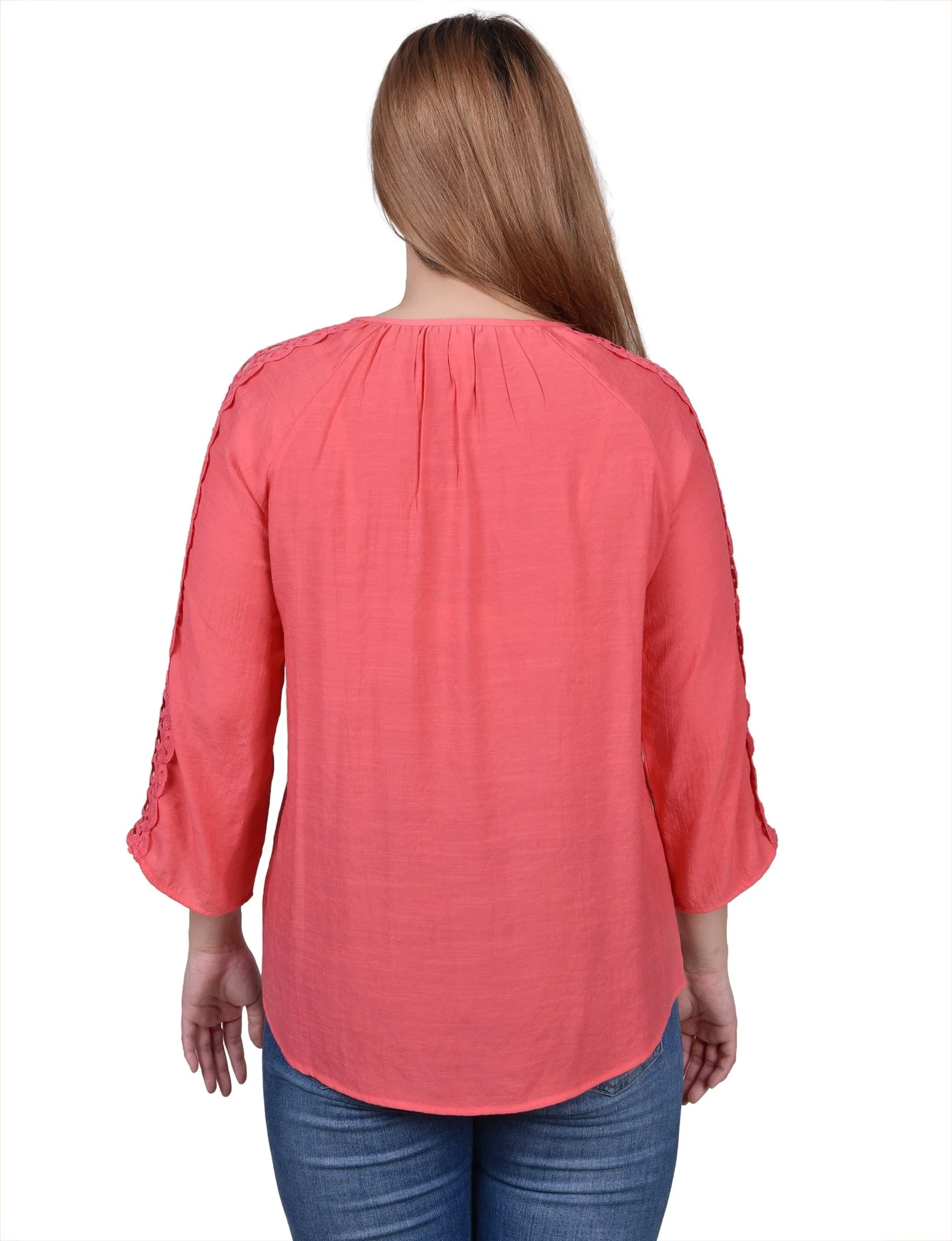 3/4 Length Sleeve Crochet Detail Blouse - Image 24