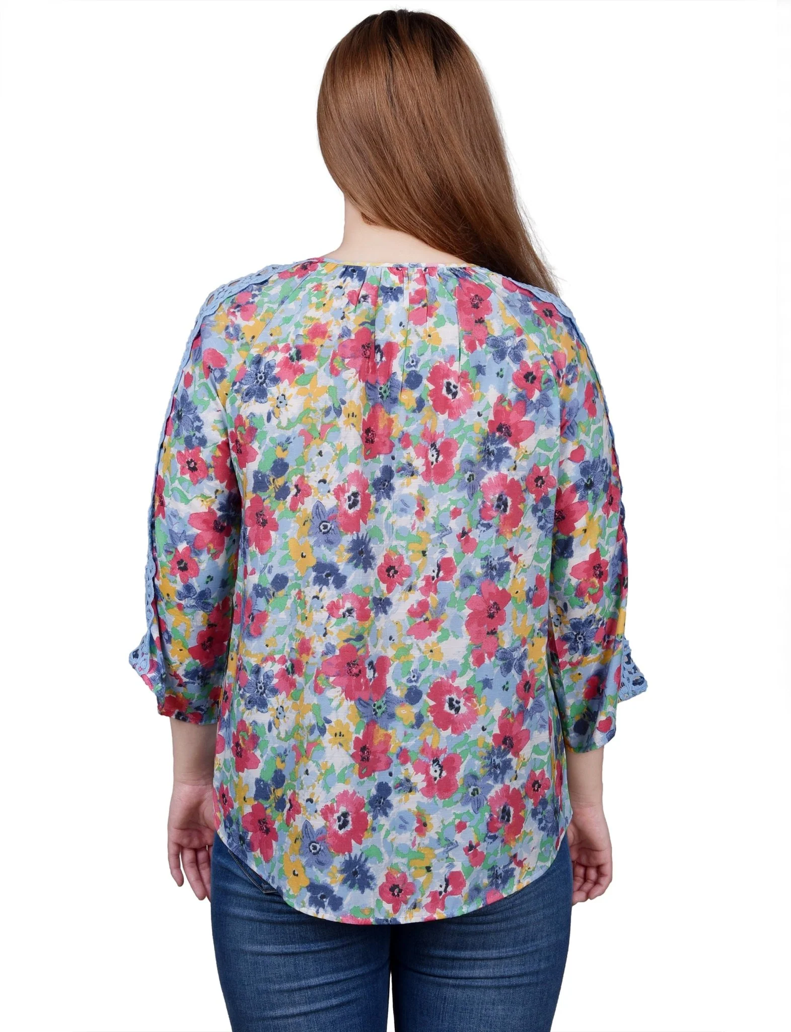 3/4 Length Sleeve Crochet Detail Blouse - Image 8