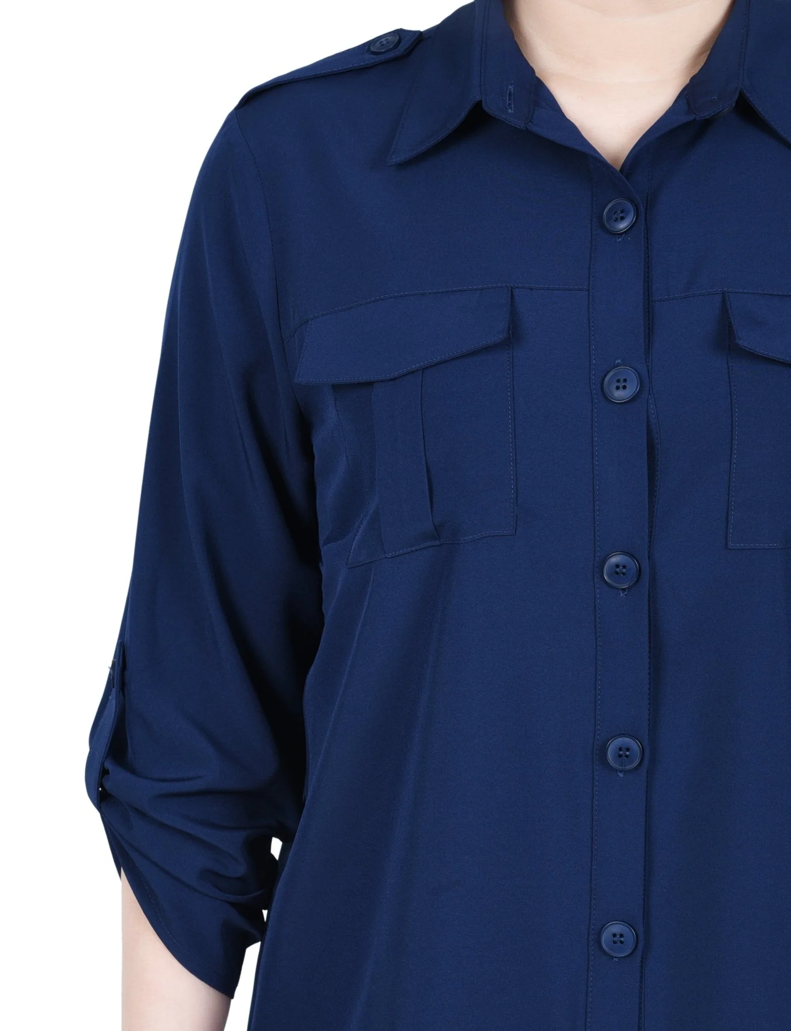 3/4 Length Sleeve Roll Tab Blouse - Petite - Image 11