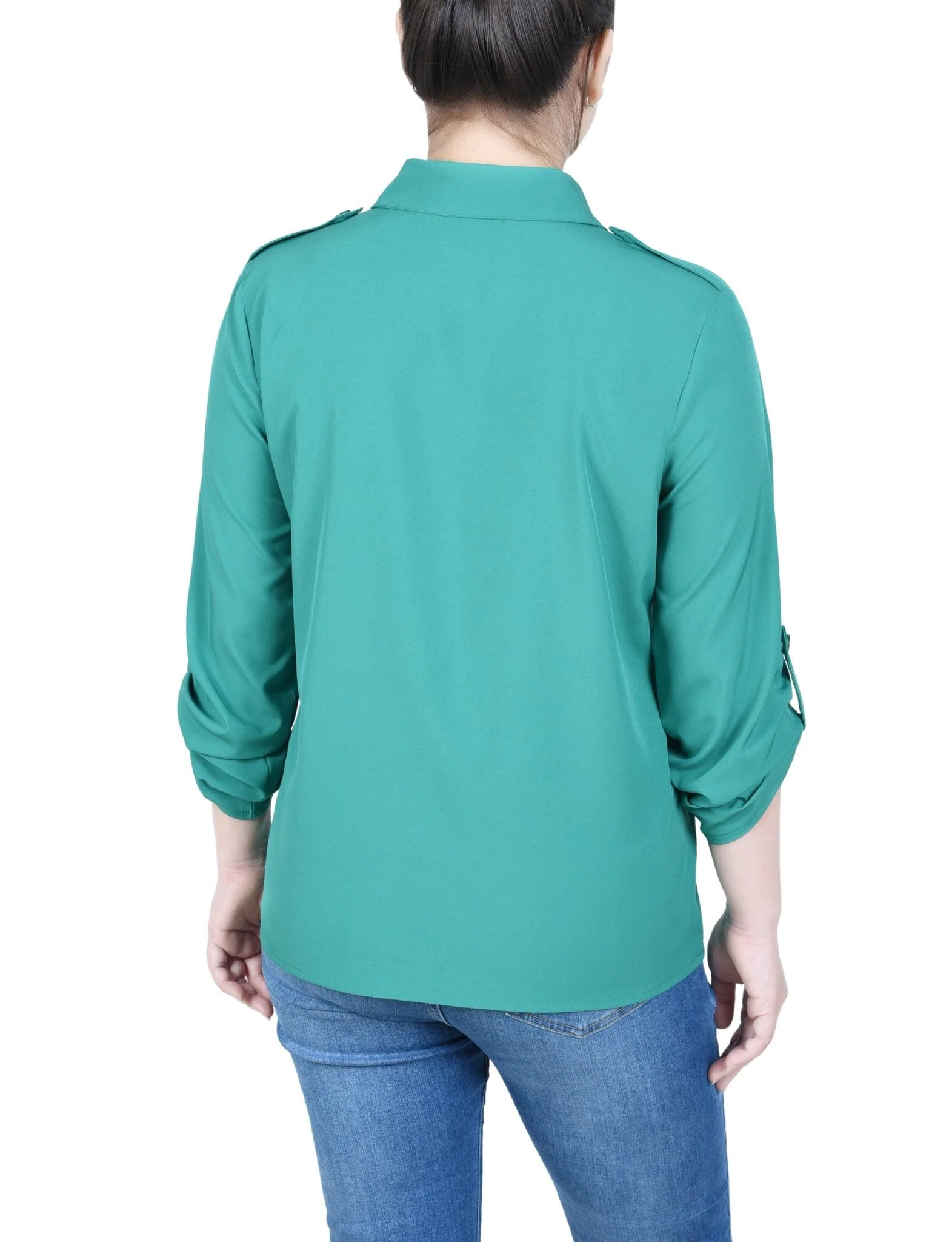 3/4 Length Sleeve Roll Tab Blouse - Petite - Image 4