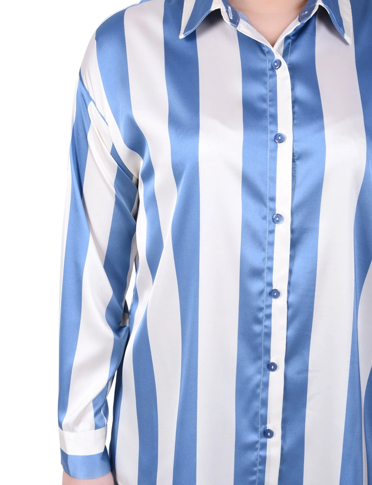 3/4 Length Sleeve Roll Tab Satin Blouse - Petite - Image 15