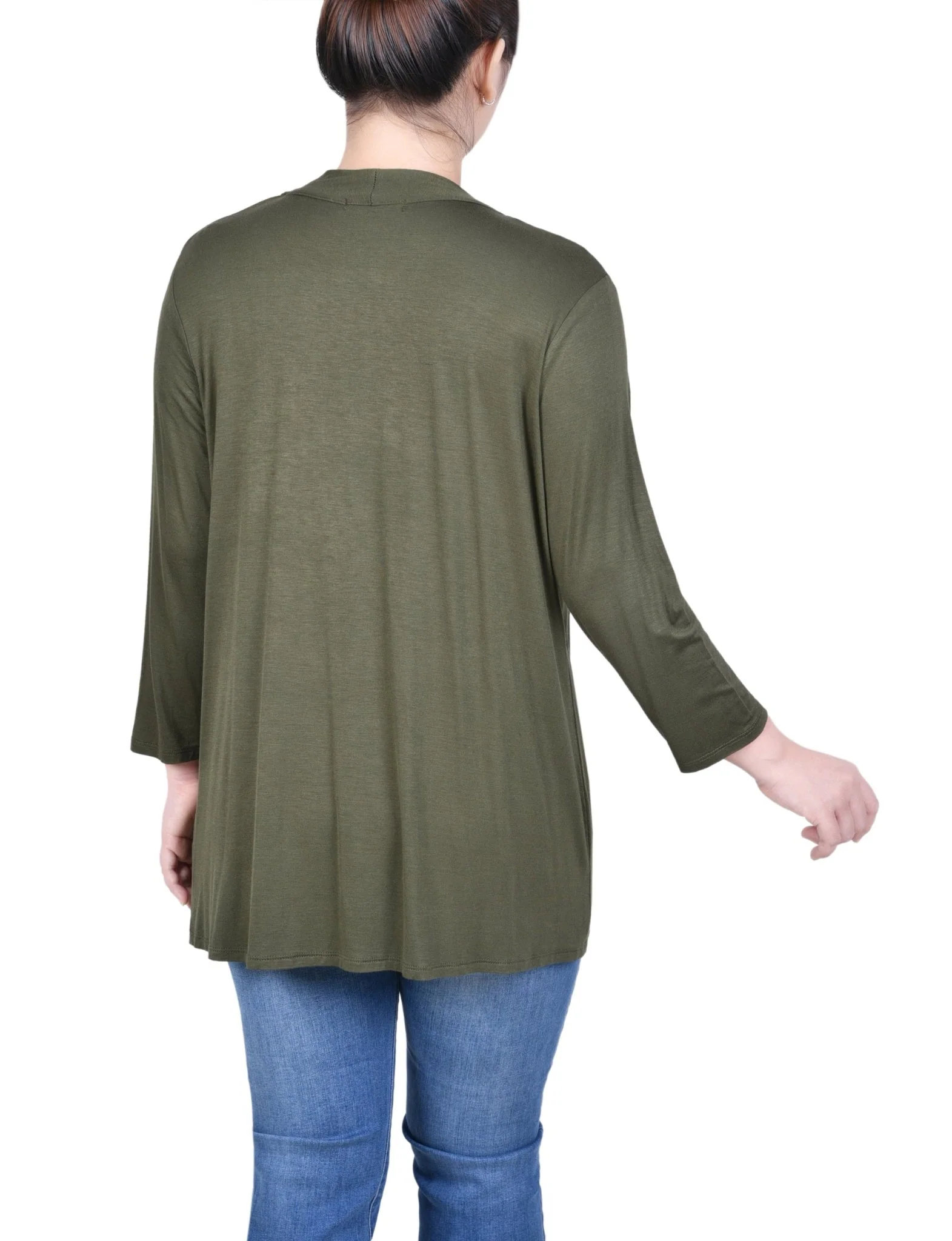 3/4 Length Sleeve Solid Cardigan - Petite - Image 4