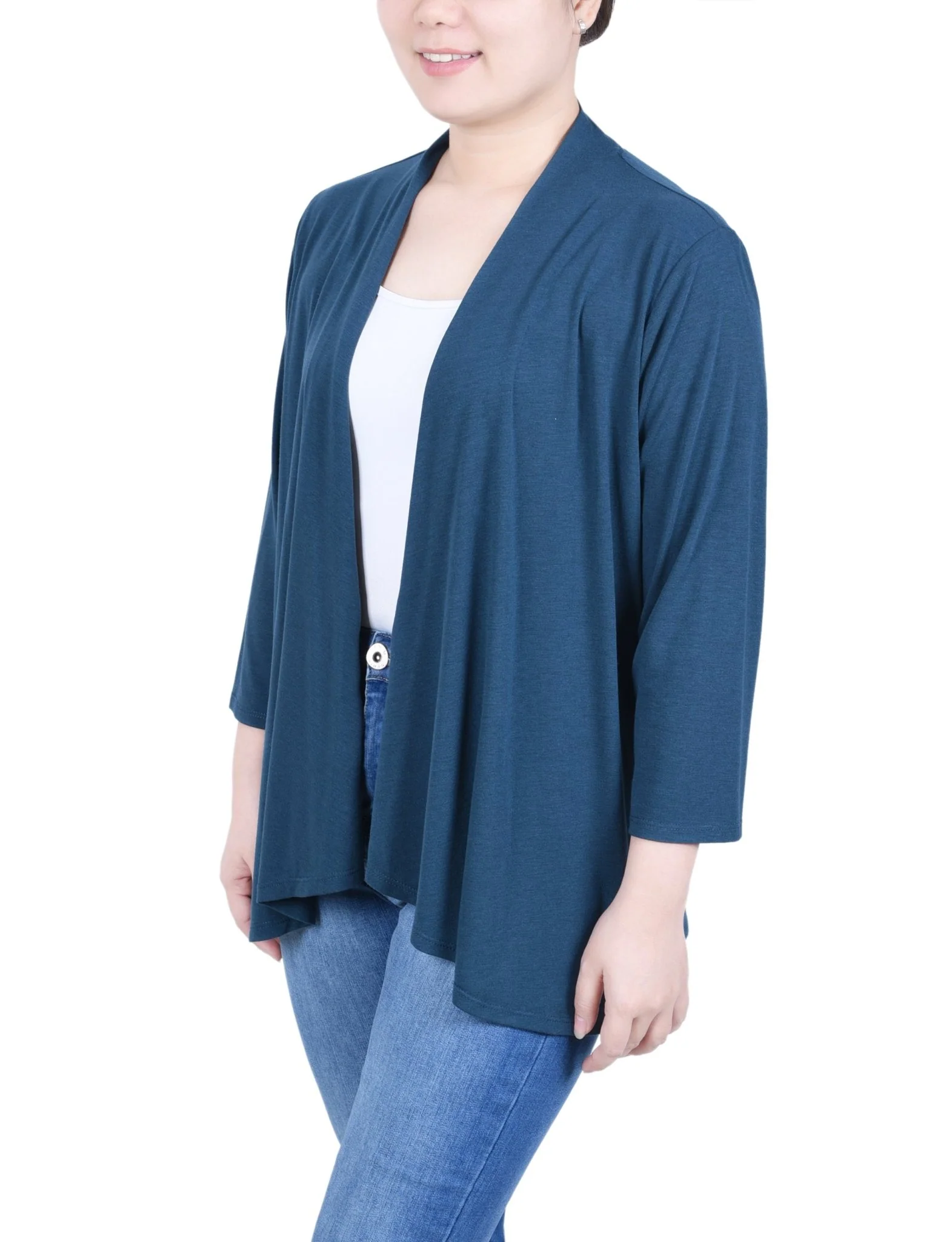 3/4 Length Sleeve Solid Cardigan - Petite - Image 6