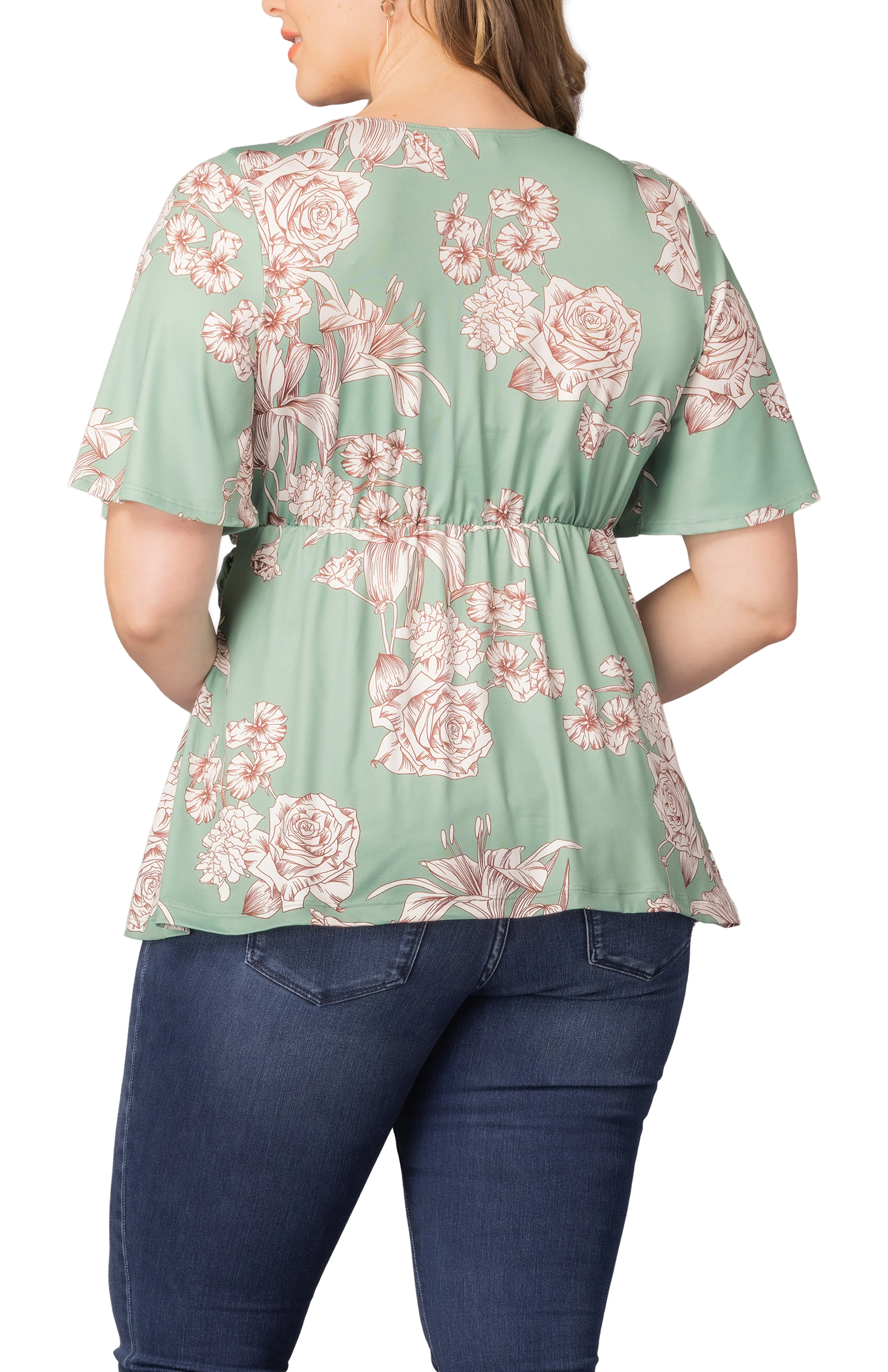 Abby Twist Front Top  - Sage Garden Print -  Plus - Image 3