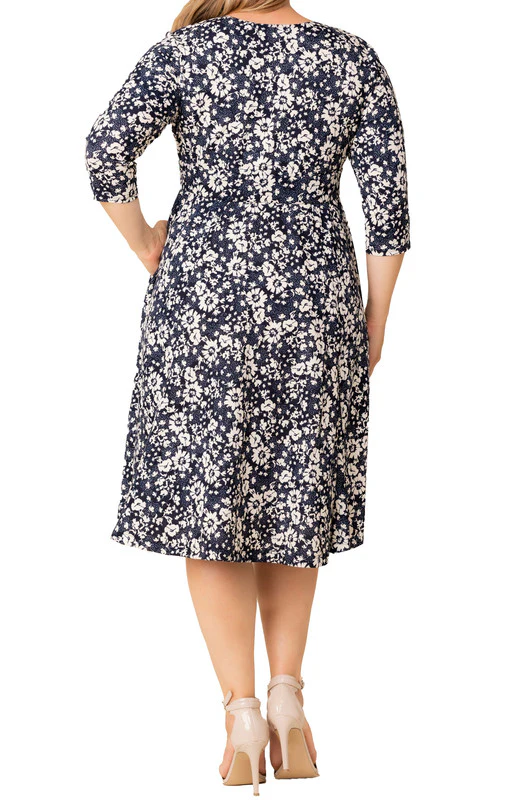 Aegean Blue Florals Royal Sweetheart Cocktail Dress - Plus - Image 2