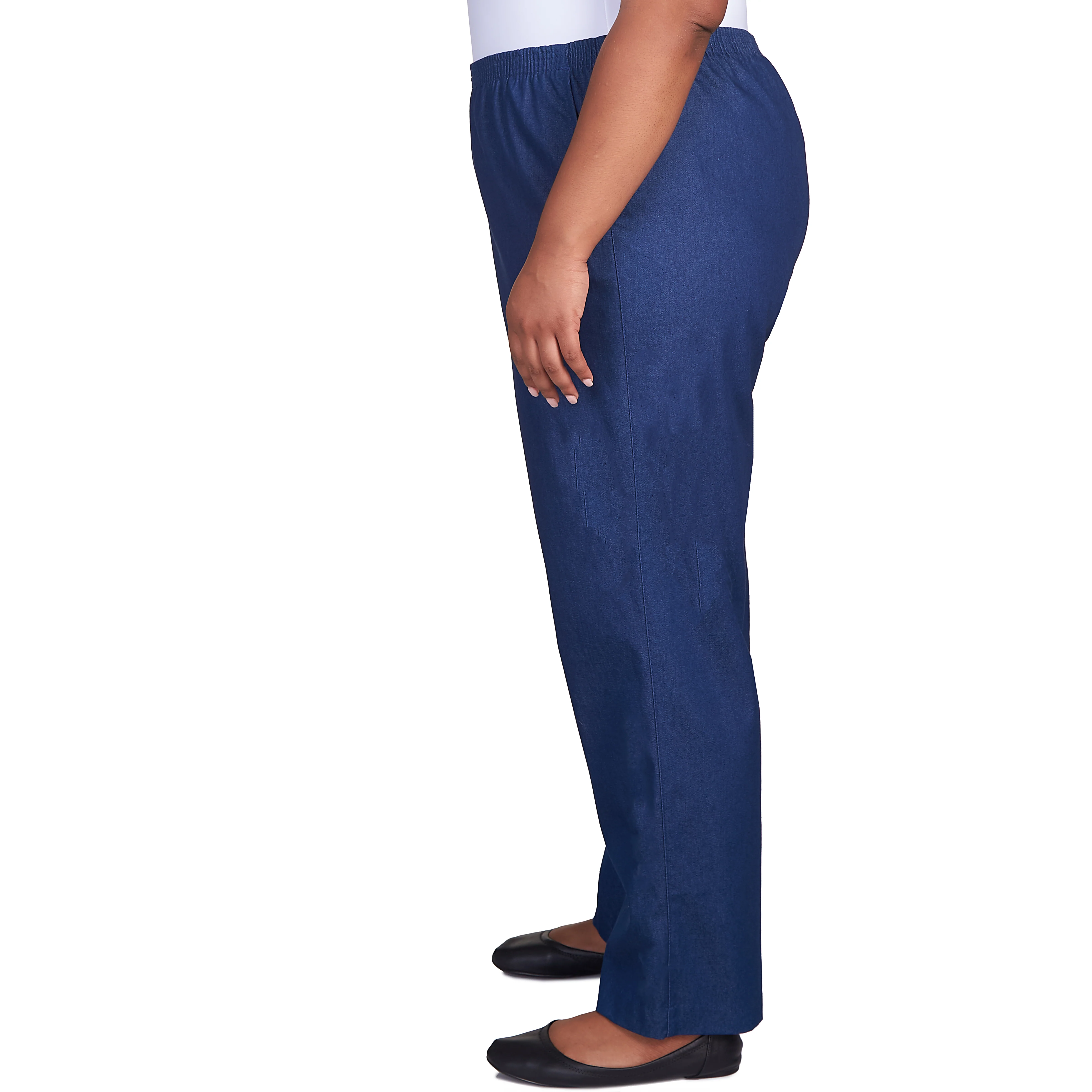 Alfred Dunner Classic All-Around Elastic Waistband Denim Pant Short Length - Plus - Image 4
