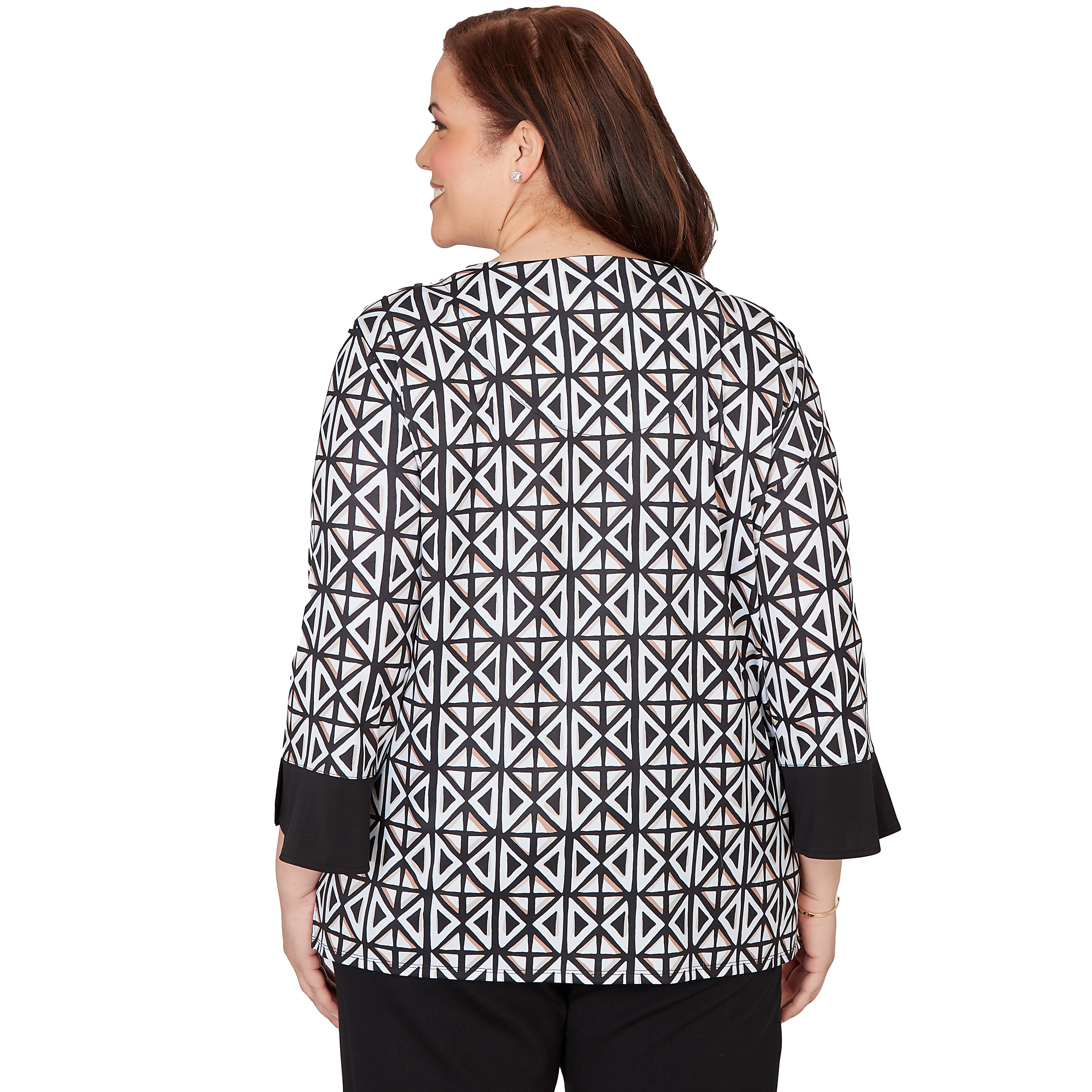 Alfred Dunner Floral Geo Patchwork Split Neck Top - Plus - Image 2