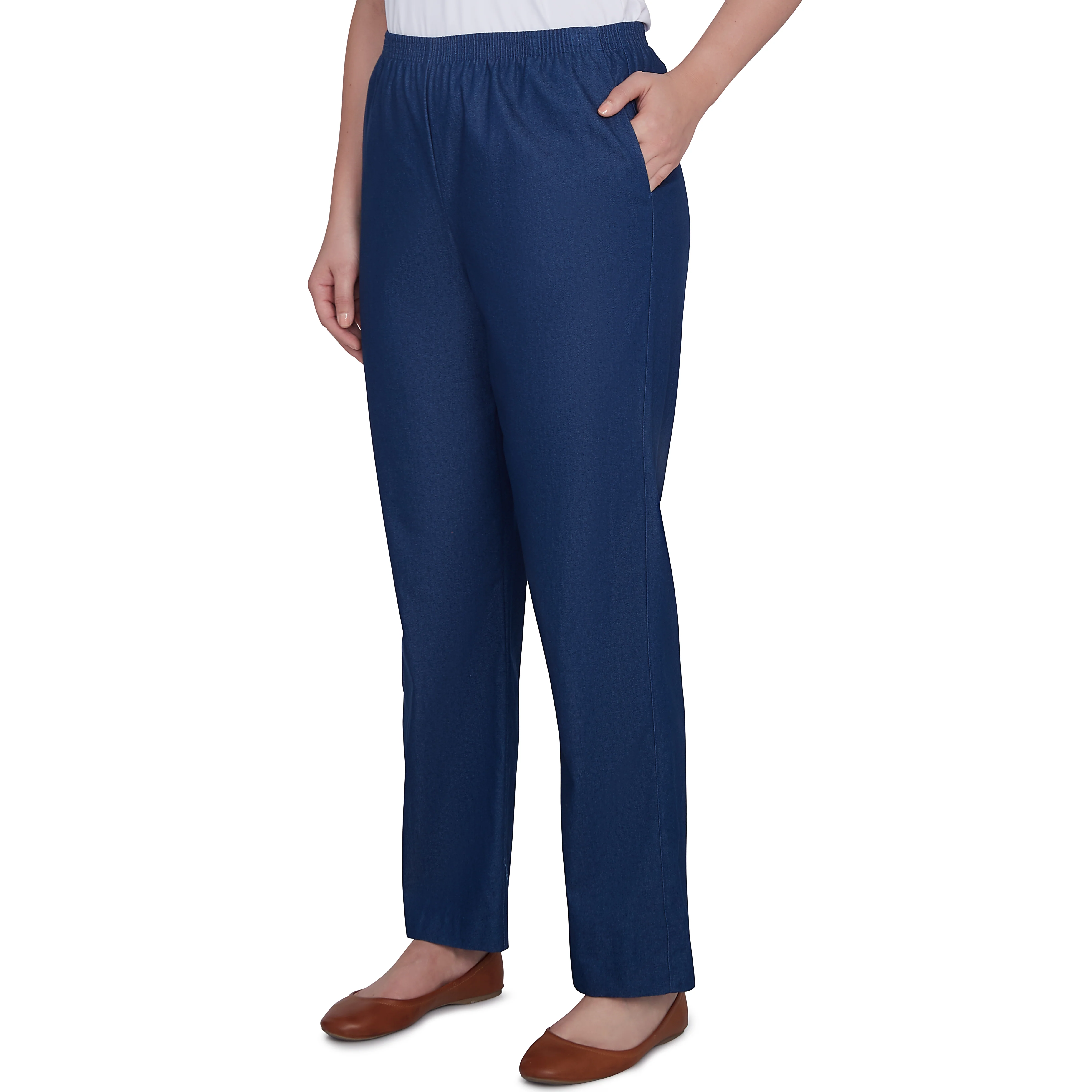 Alfred Dunner Petite Classic All-Around Elastic Waistband Denim Pant Short Length - Image 3