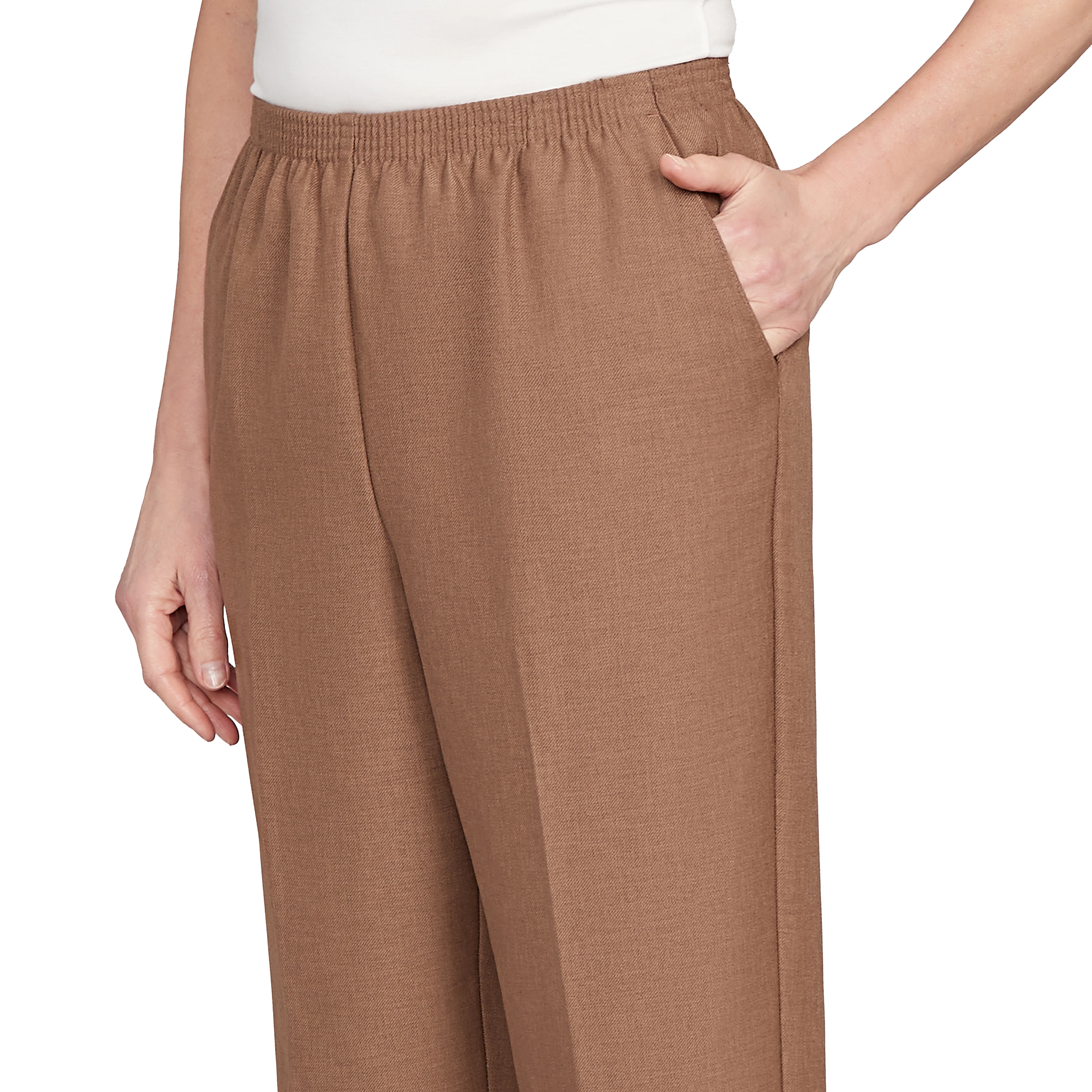 Alfred Dunner Petite Classic Signature Fit Textured Trousers with All-around Elastic Waistband Average Length - Image 5