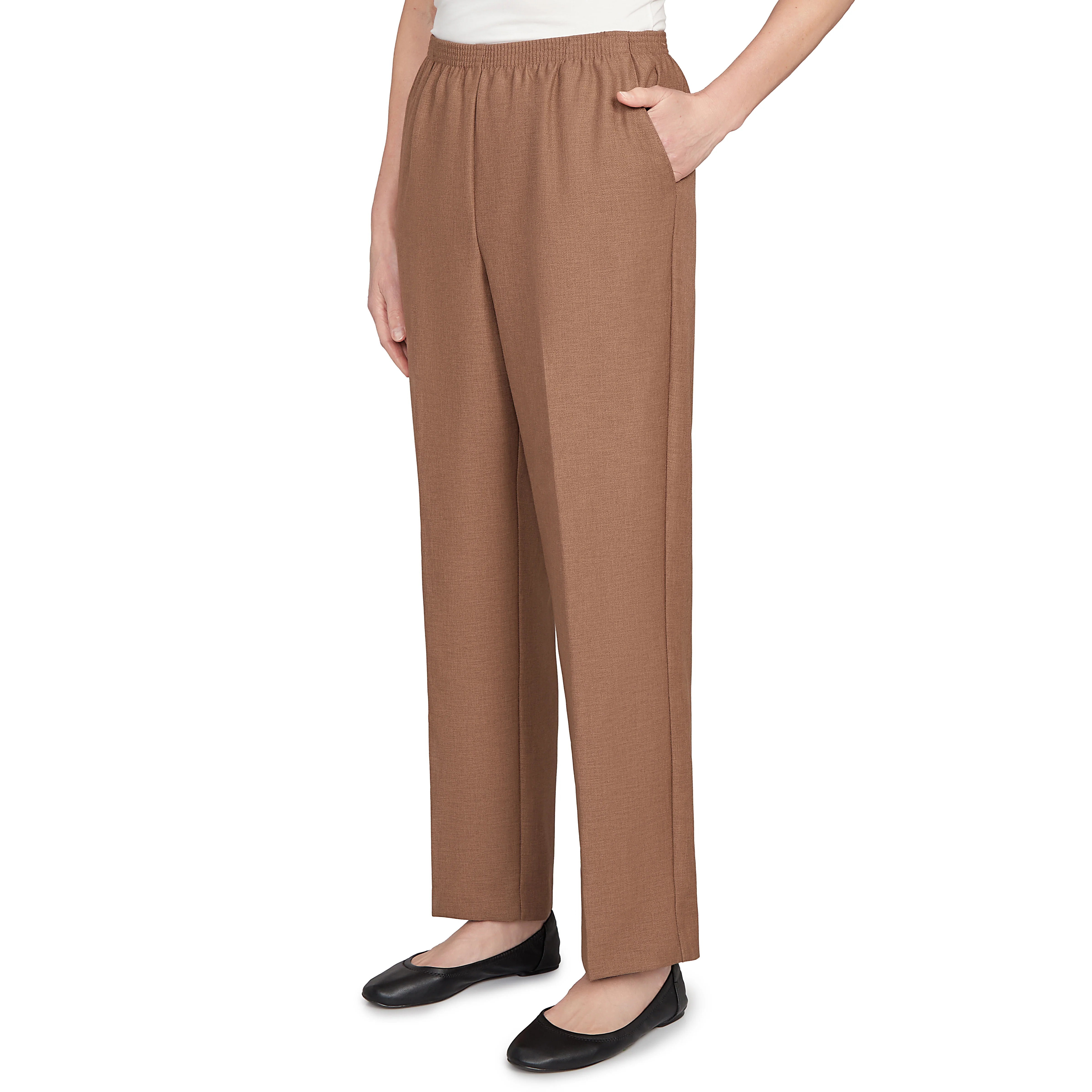 Alfred Dunner Petite Classic Signature Fit Textured Trousers with All-around Elastic Waistband Short Length - Image 3