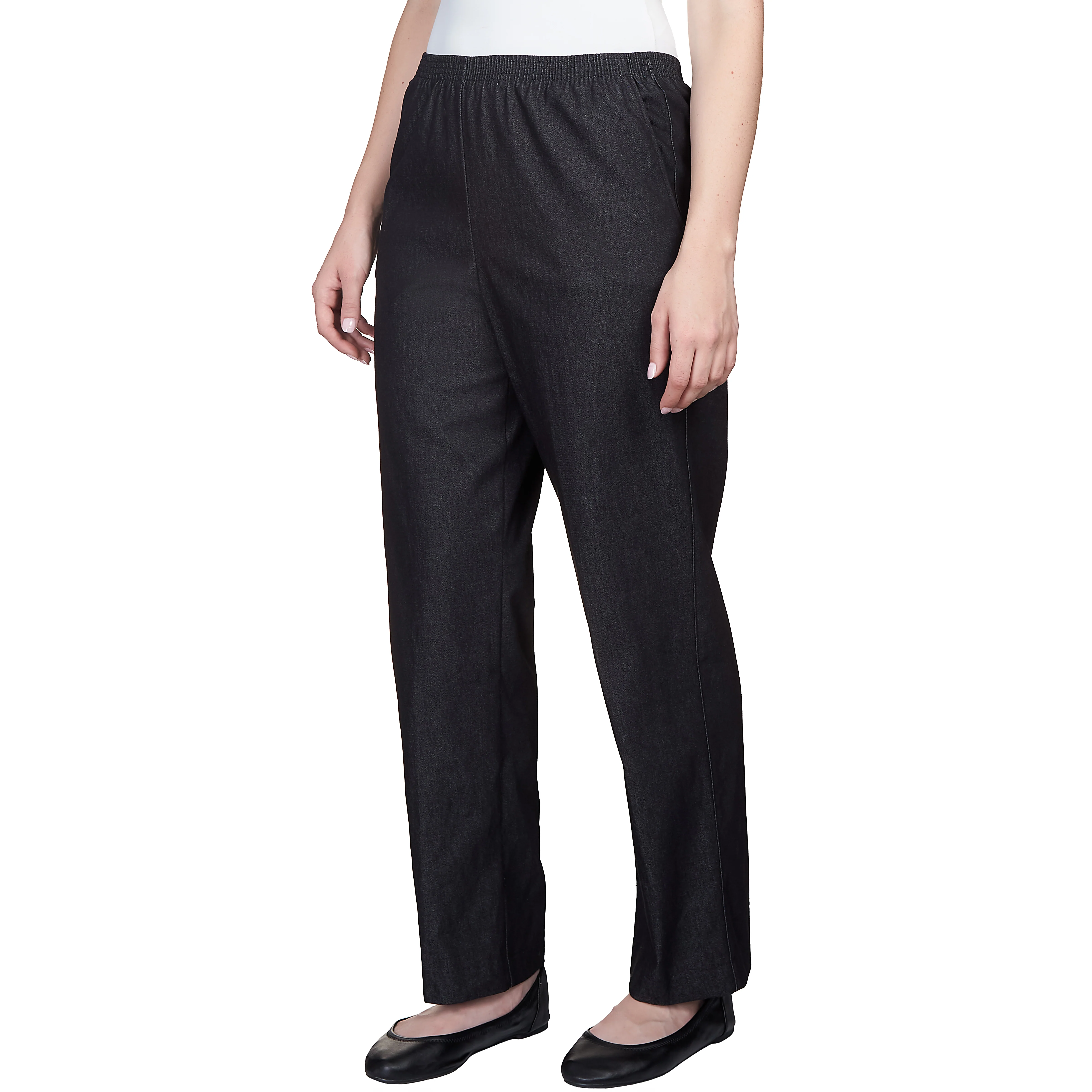 Alfred Dunner Petite Denim Comfort Waistband  Mid Rise Regular Fit Straight Leg Pant Average Length - Image 3