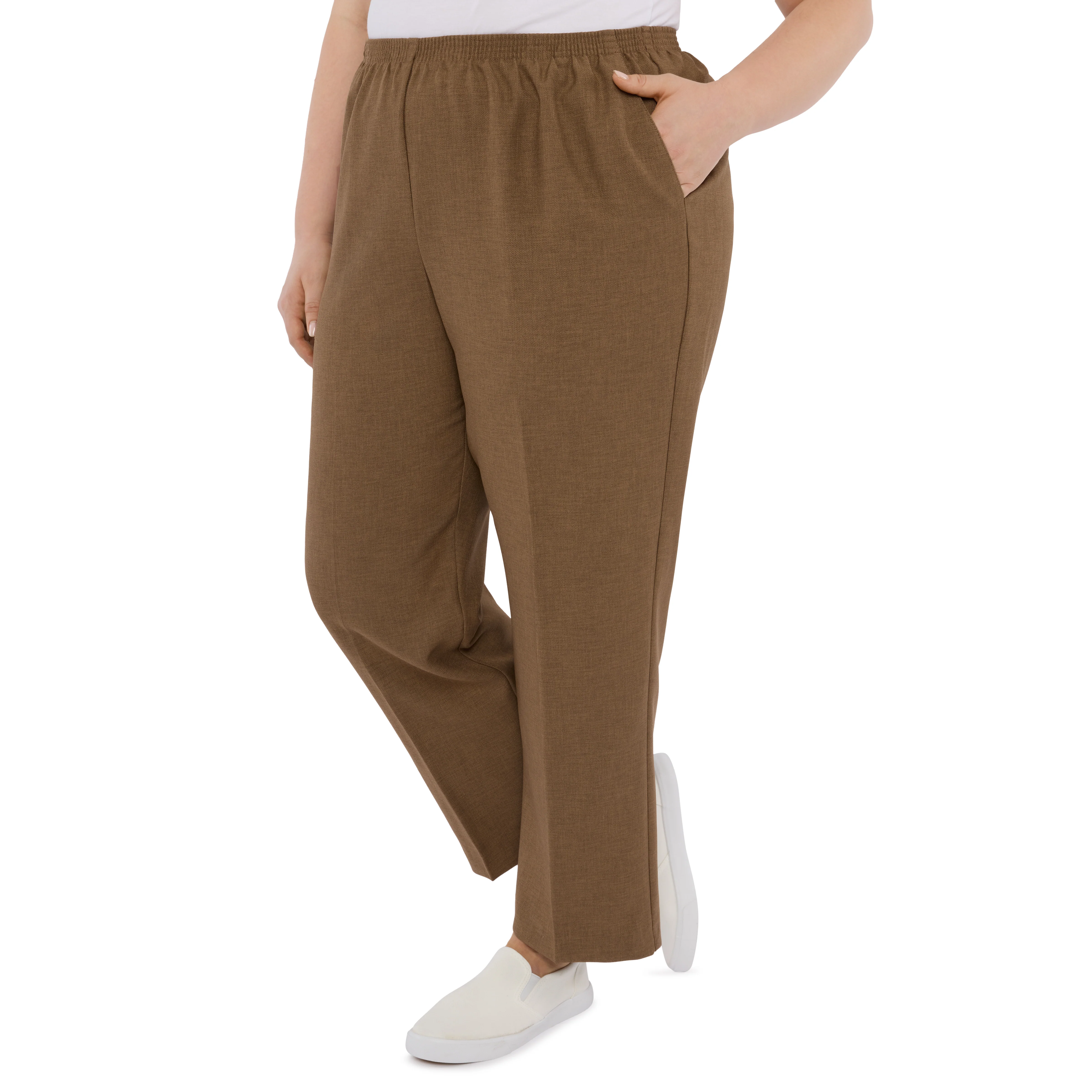 Alfred Dunner Plus Classic Signature Fit Textured Trousers with All-around Elastic Waistband Average Length - Image 3