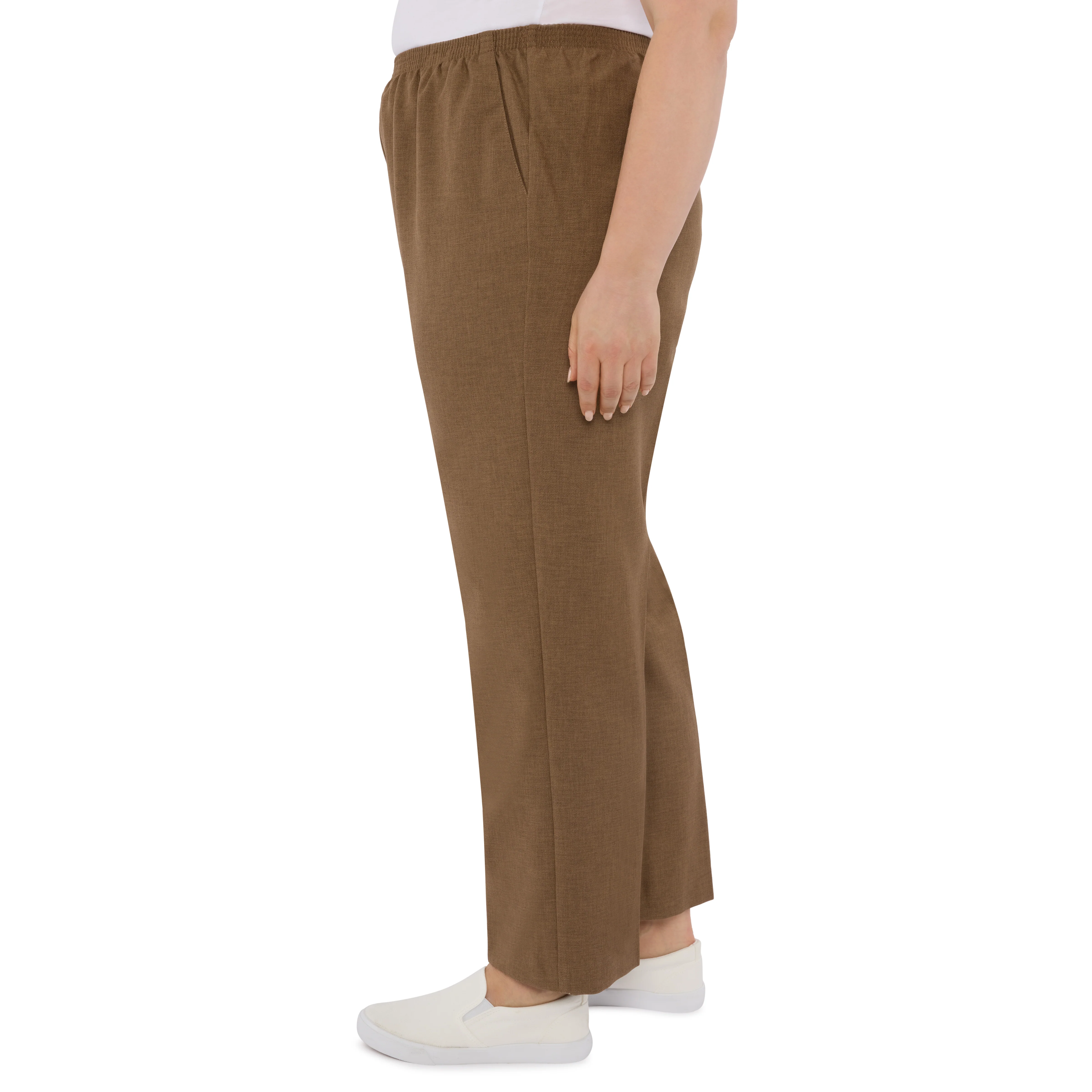 Alfred Dunner Plus Classic Signature Fit Textured Trousers with All-around Elastic Waistband Short Length - Image 4