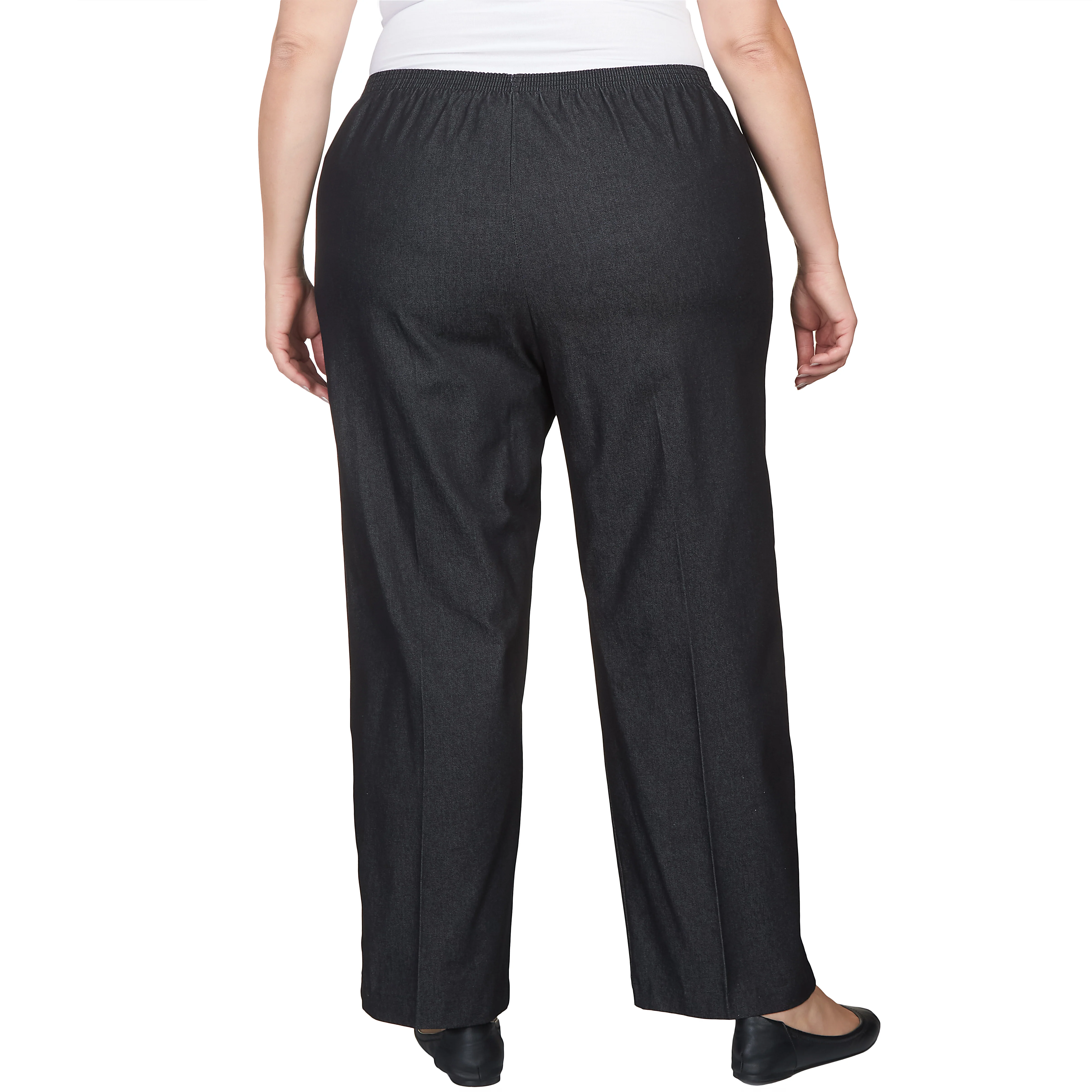 Alfred Dunner Plus Denim Comfort Waistband  Mid Rise Regular Fit Straight Leg Pant Short Length - Image 2