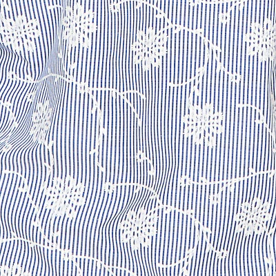 Alfred Dunner Puff Print Pinstripe Embroidered Button Down Top- Petite - Image 6