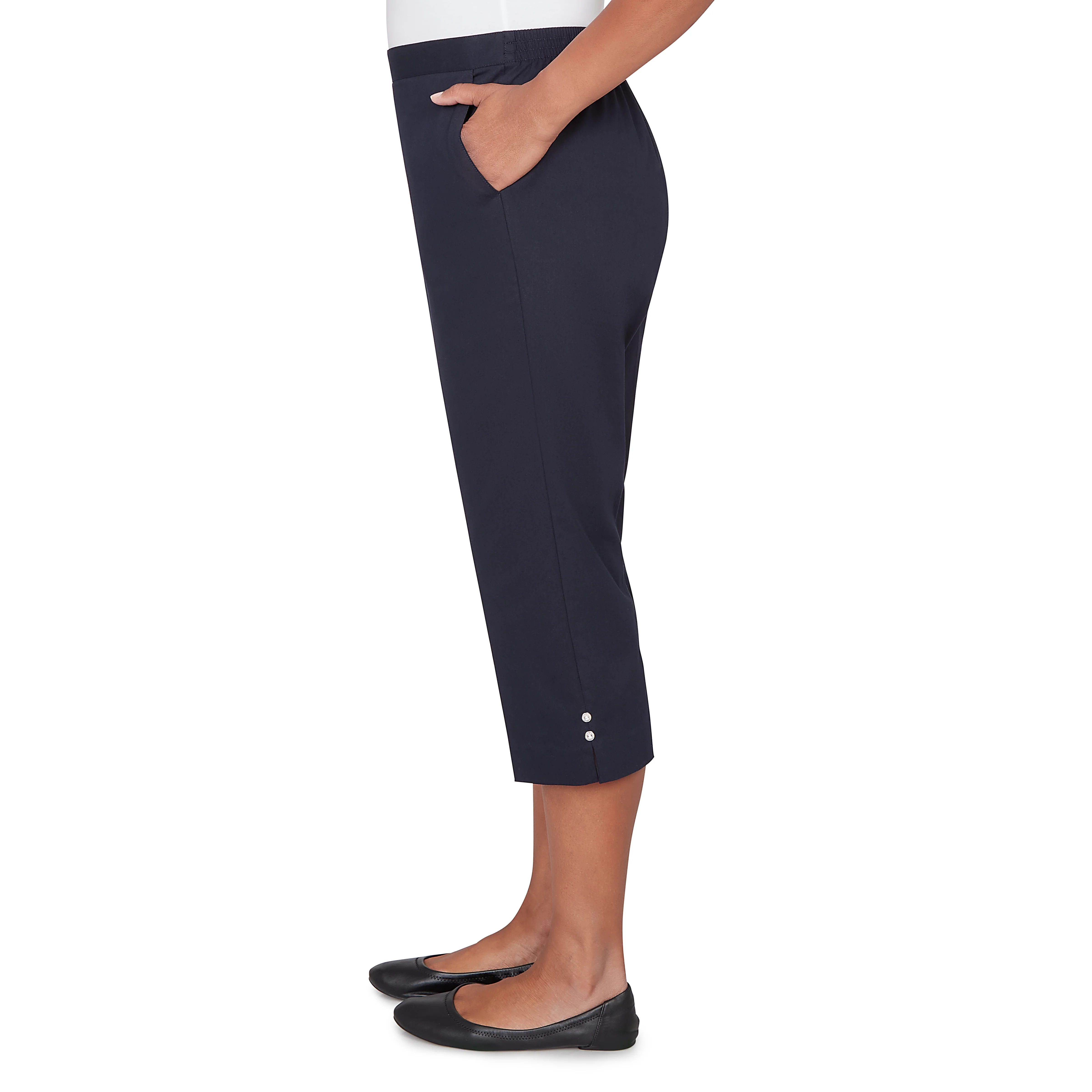 Alfred Dunner Solid Twill Button Hem Capri Pant - Image 10