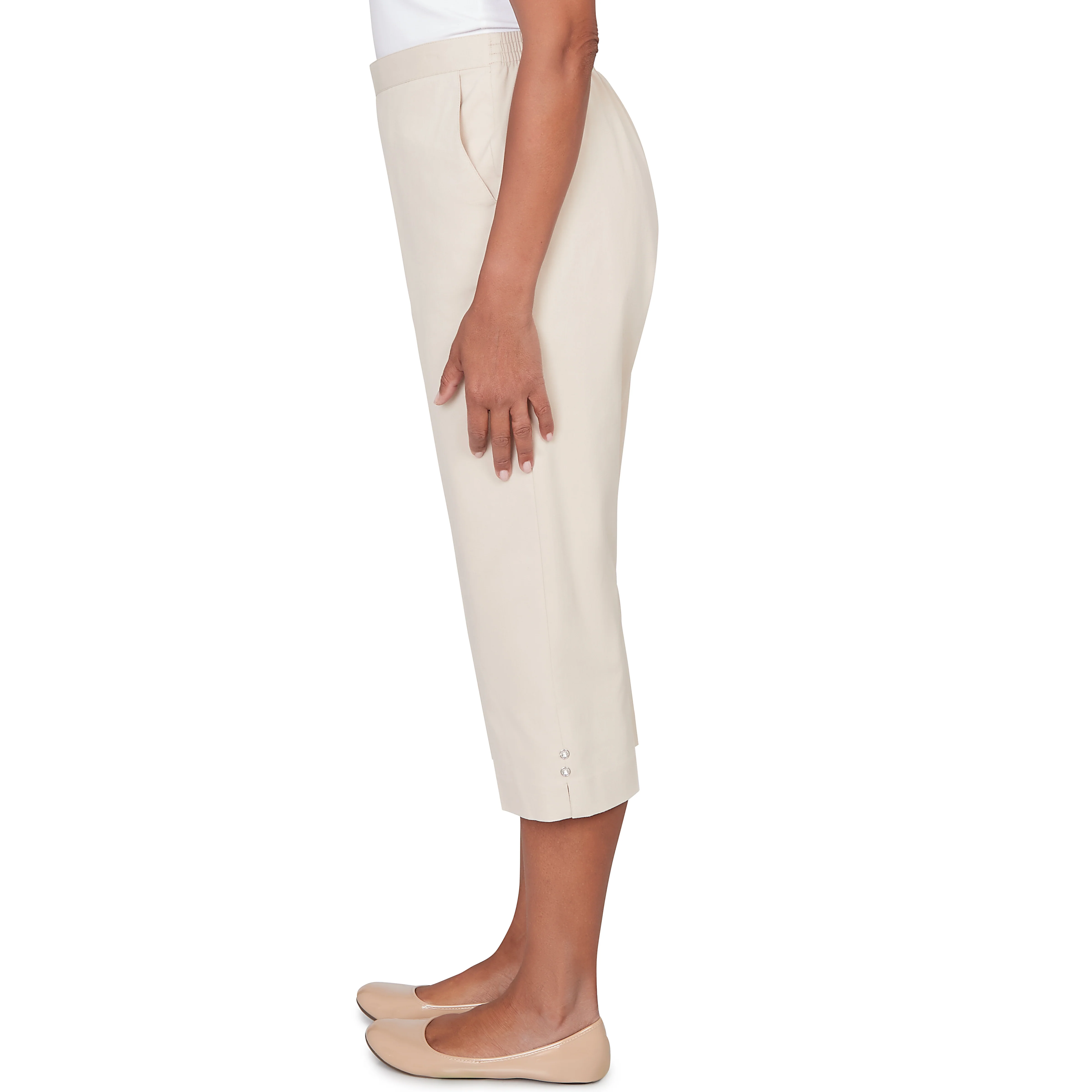 Alfred Dunner Solid Twill Button Hem Capri Pant - Image 16
