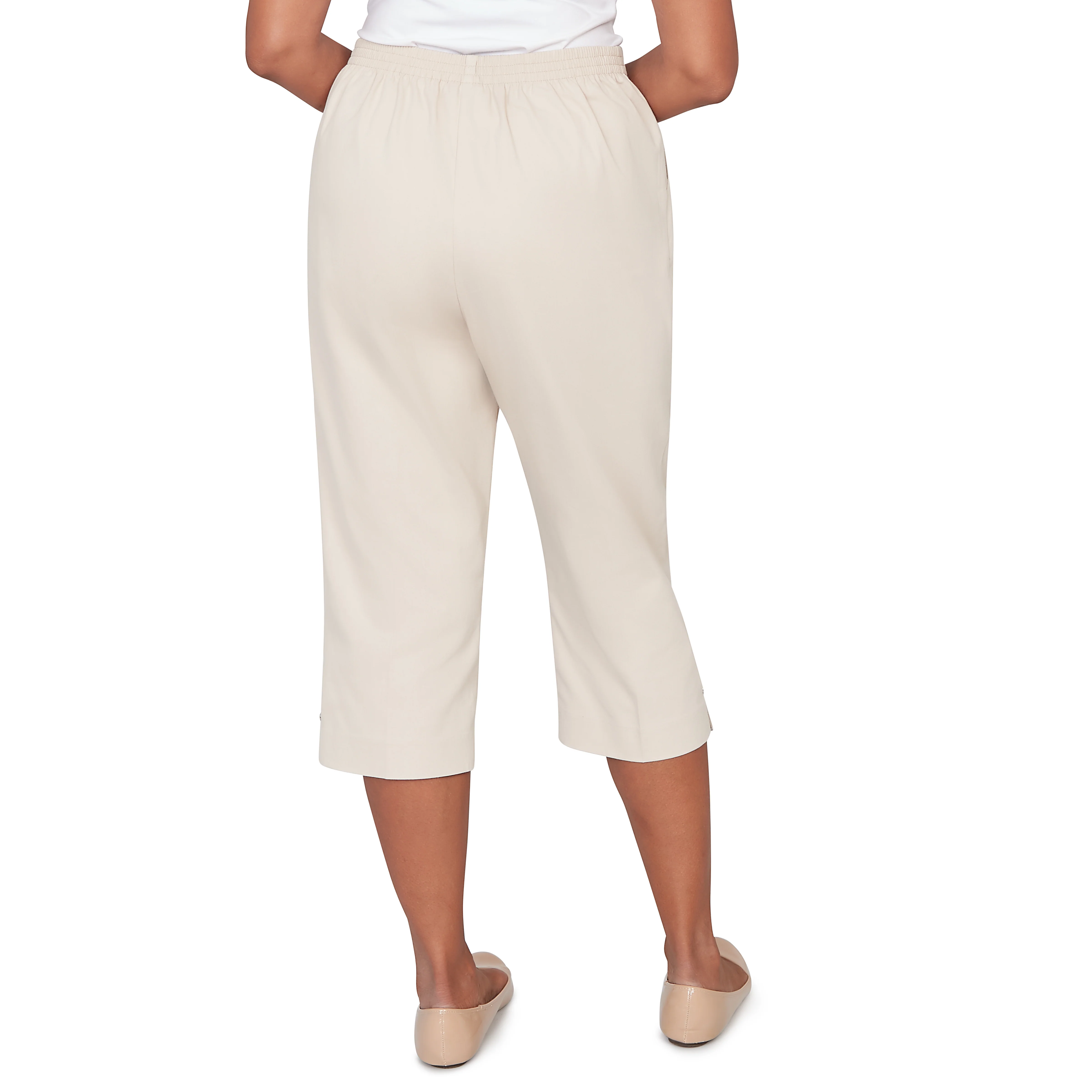 Alfred Dunner Solid Twill Button Hem Capri Pant- Petite - Image 14