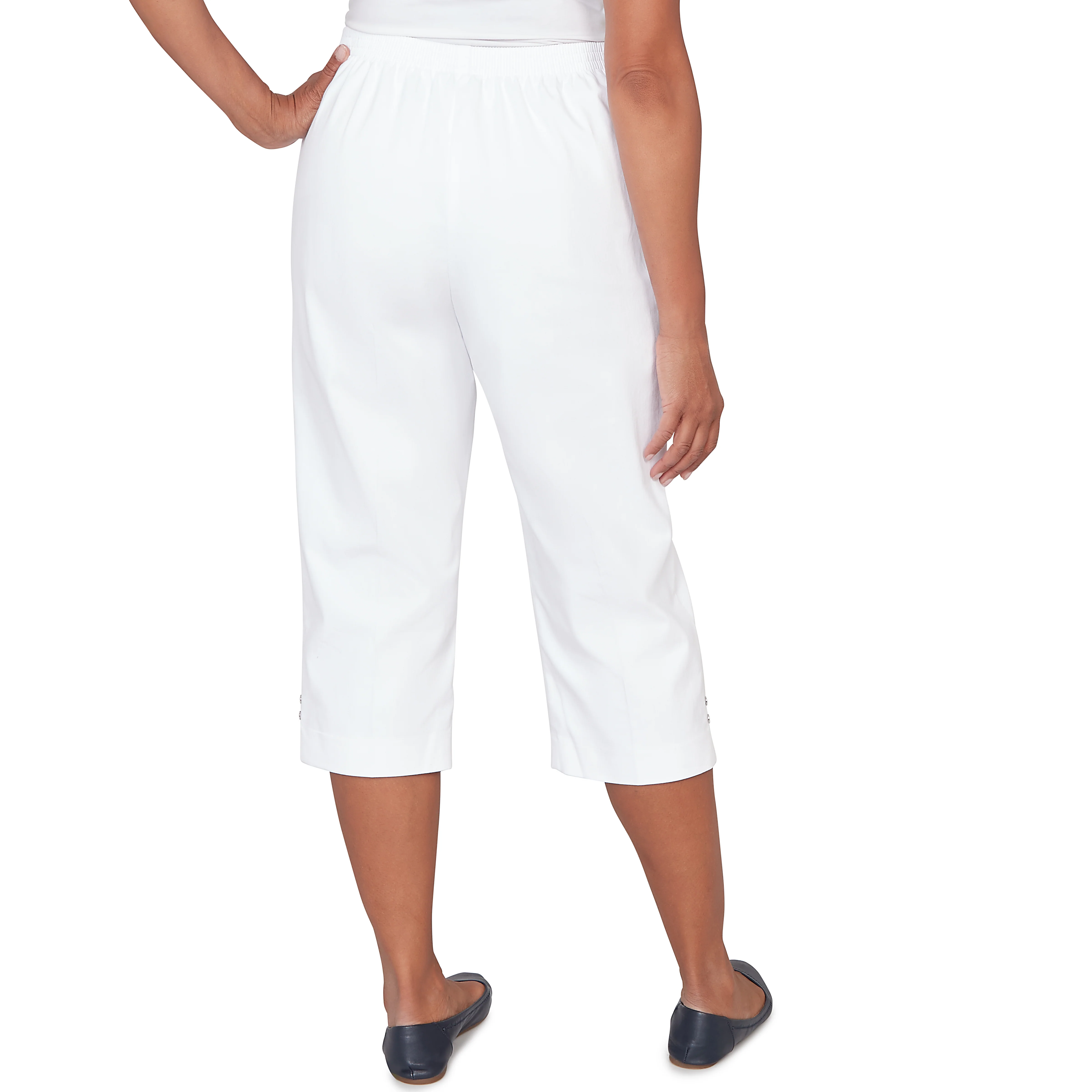 Alfred Dunner Solid Twill Button Hem Capri Pant- Petite - Image 20