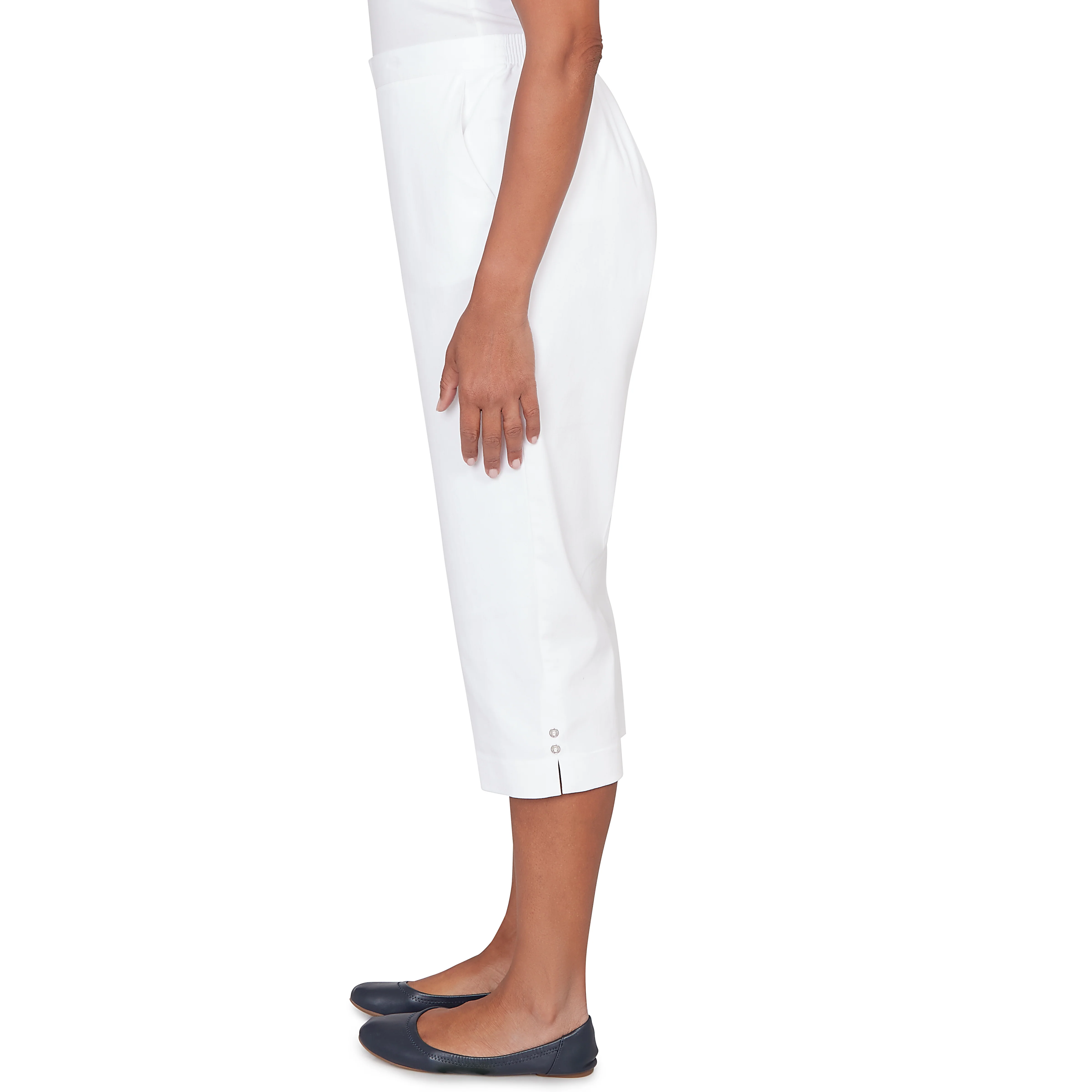 Alfred Dunner Solid Twill Button Hem Capri Pant- Petite - Image 22