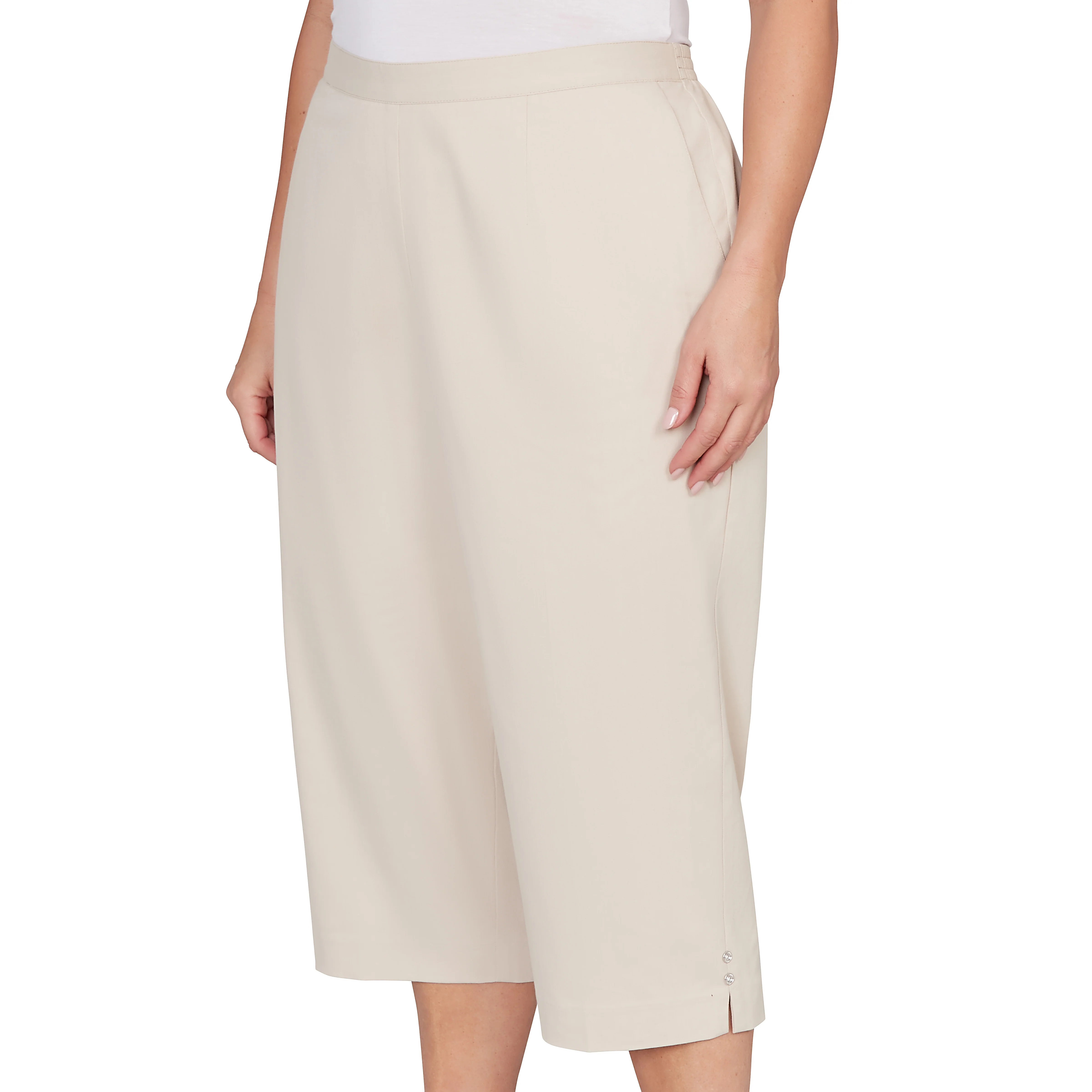 Alfred Dunner Solid Twill Button Hem Capri Pant - Plus - Image 17