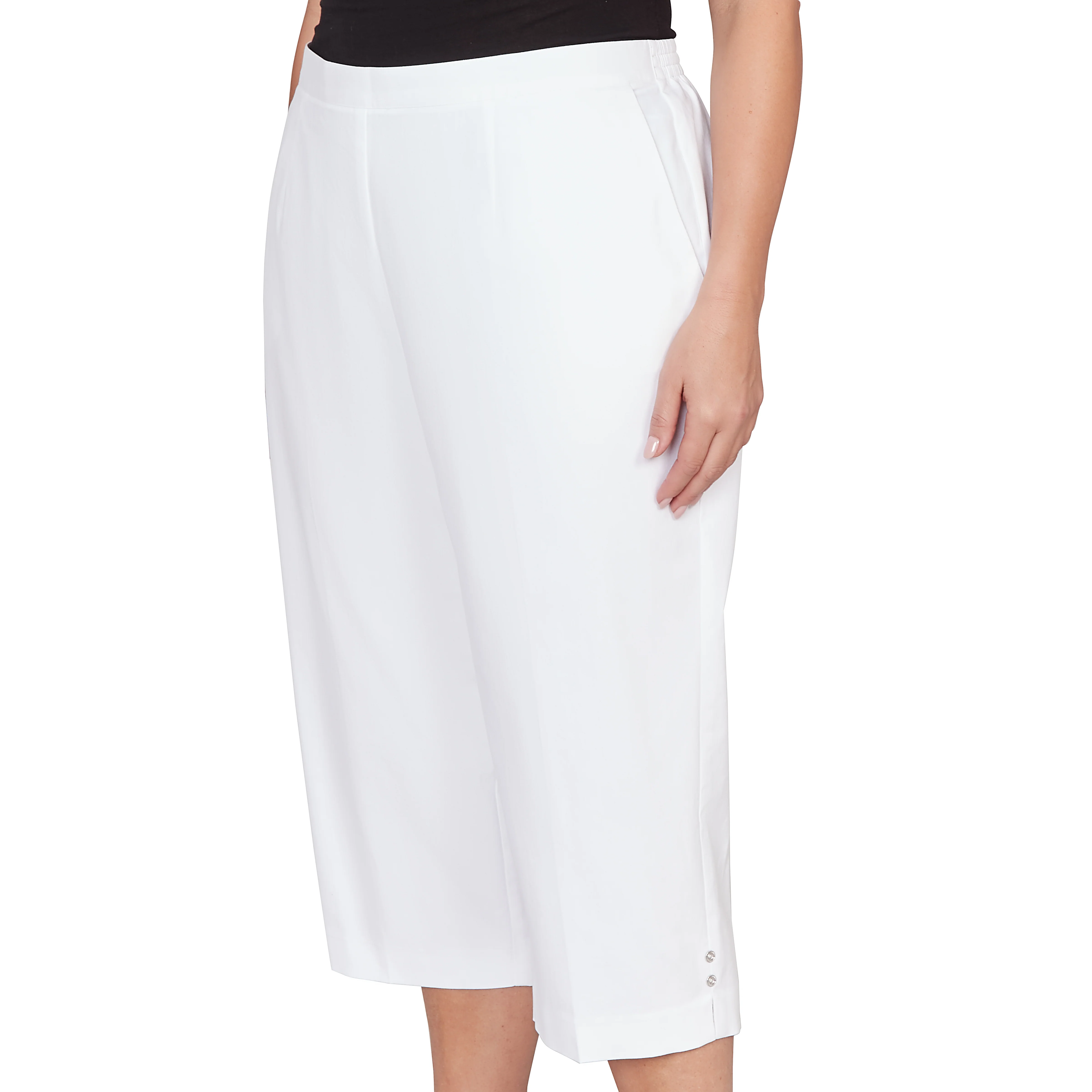 Alfred Dunner Solid Twill Button Hem Capri Pant - Plus - Image 23
