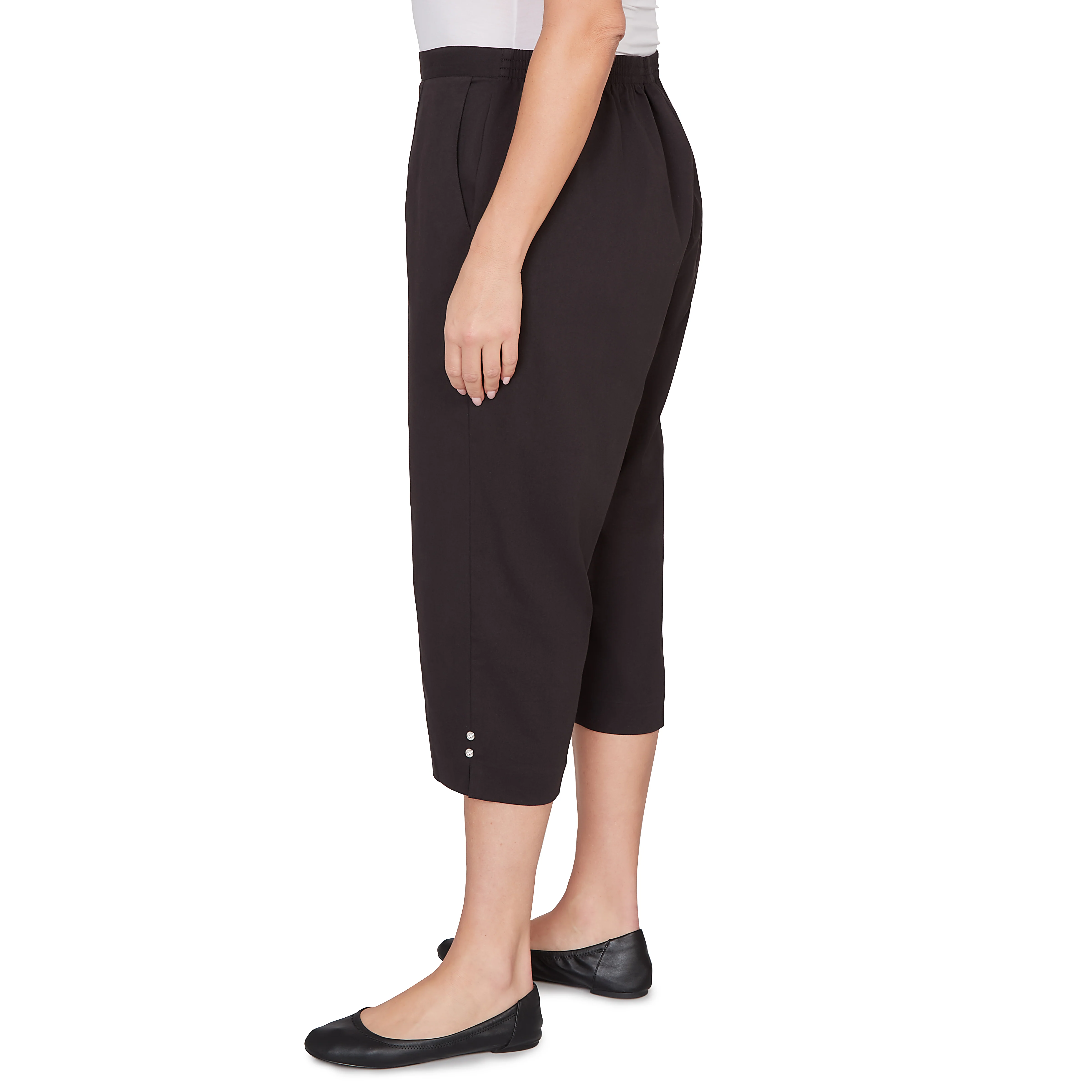 Alfred Dunner Solid Twill Button Hem Capri Pant - Plus - Image 4
