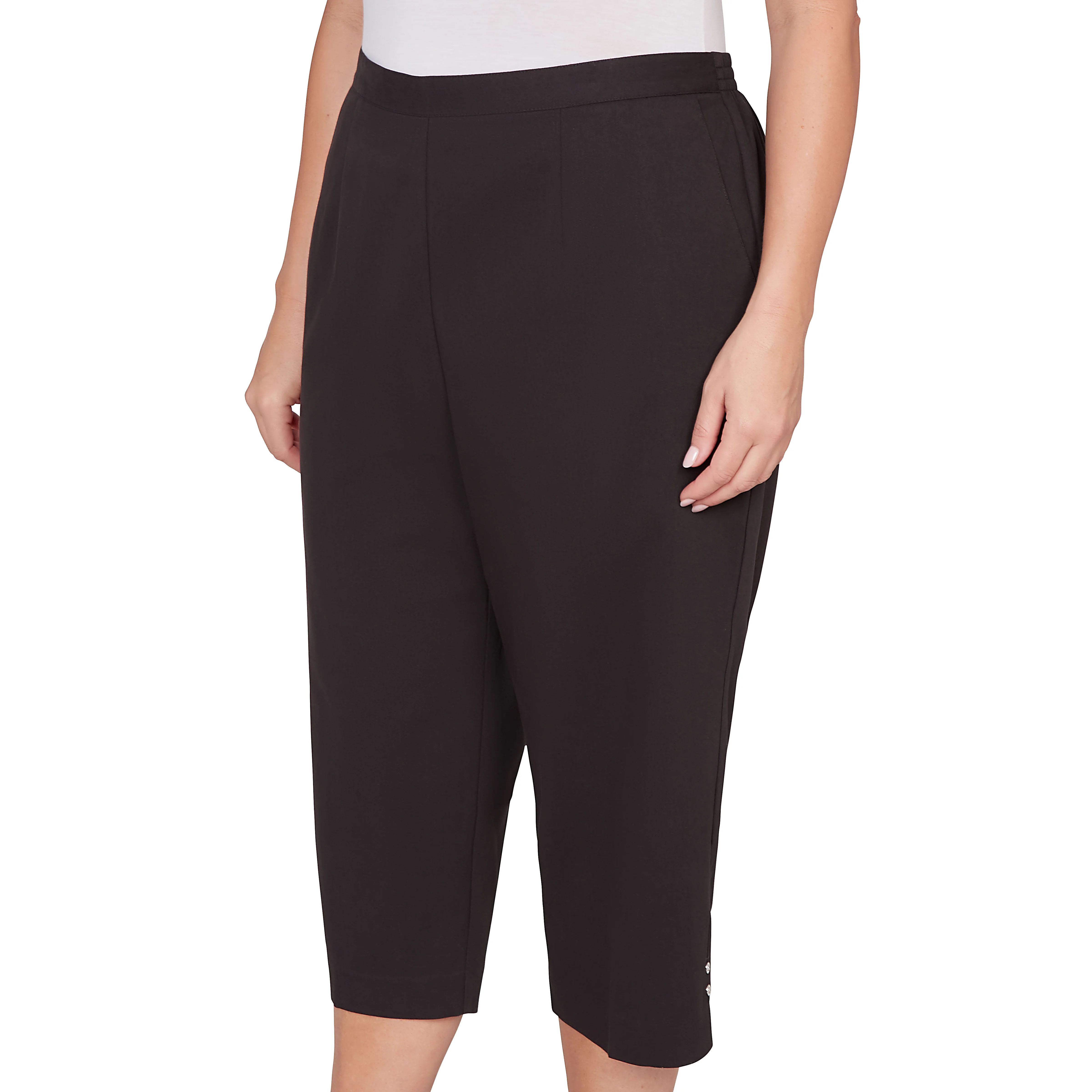 Alfred Dunner Solid Twill Button Hem Capri Pant - Plus - Image 5