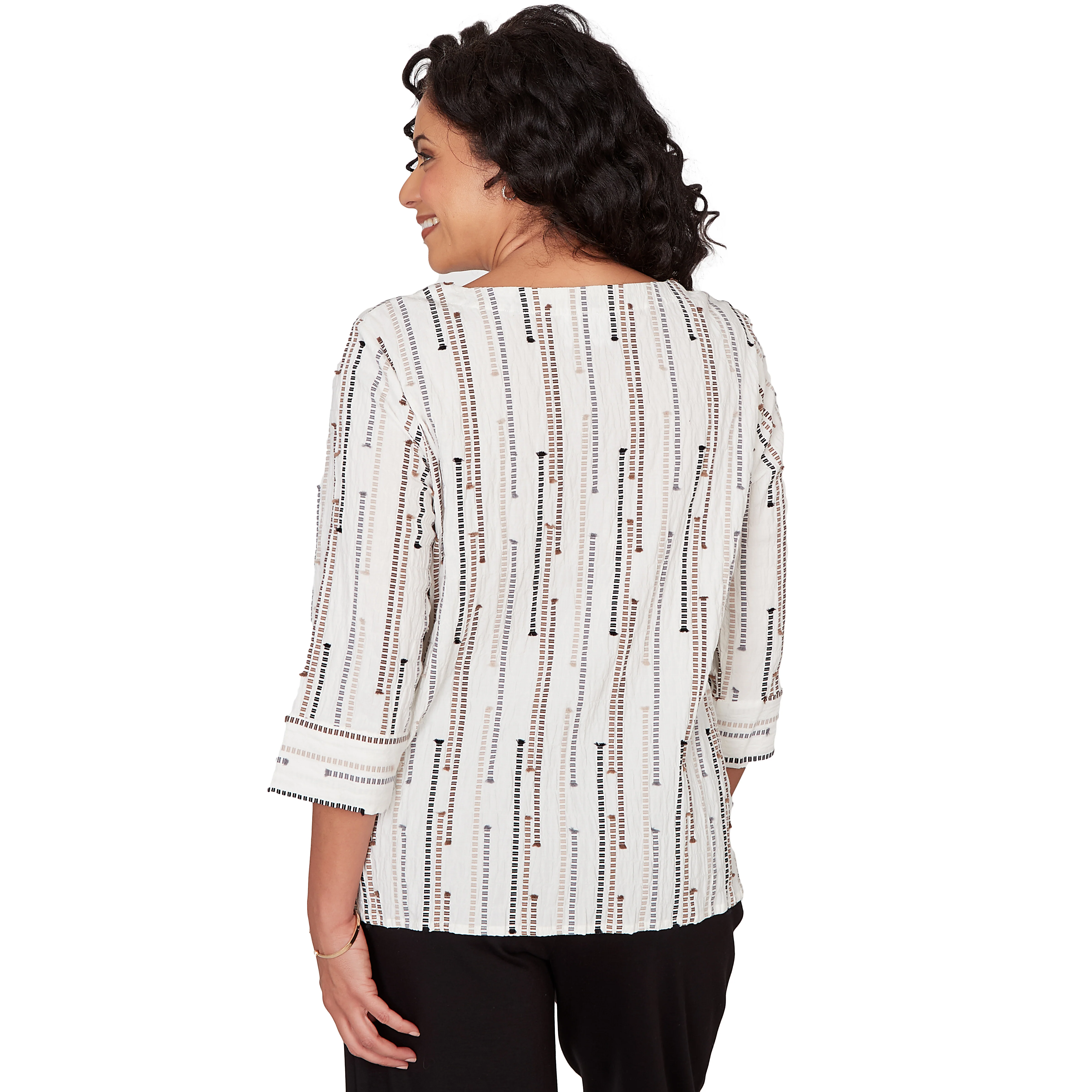 Alfred Dunner Spliced Jacquard Stripe Top - Image 8