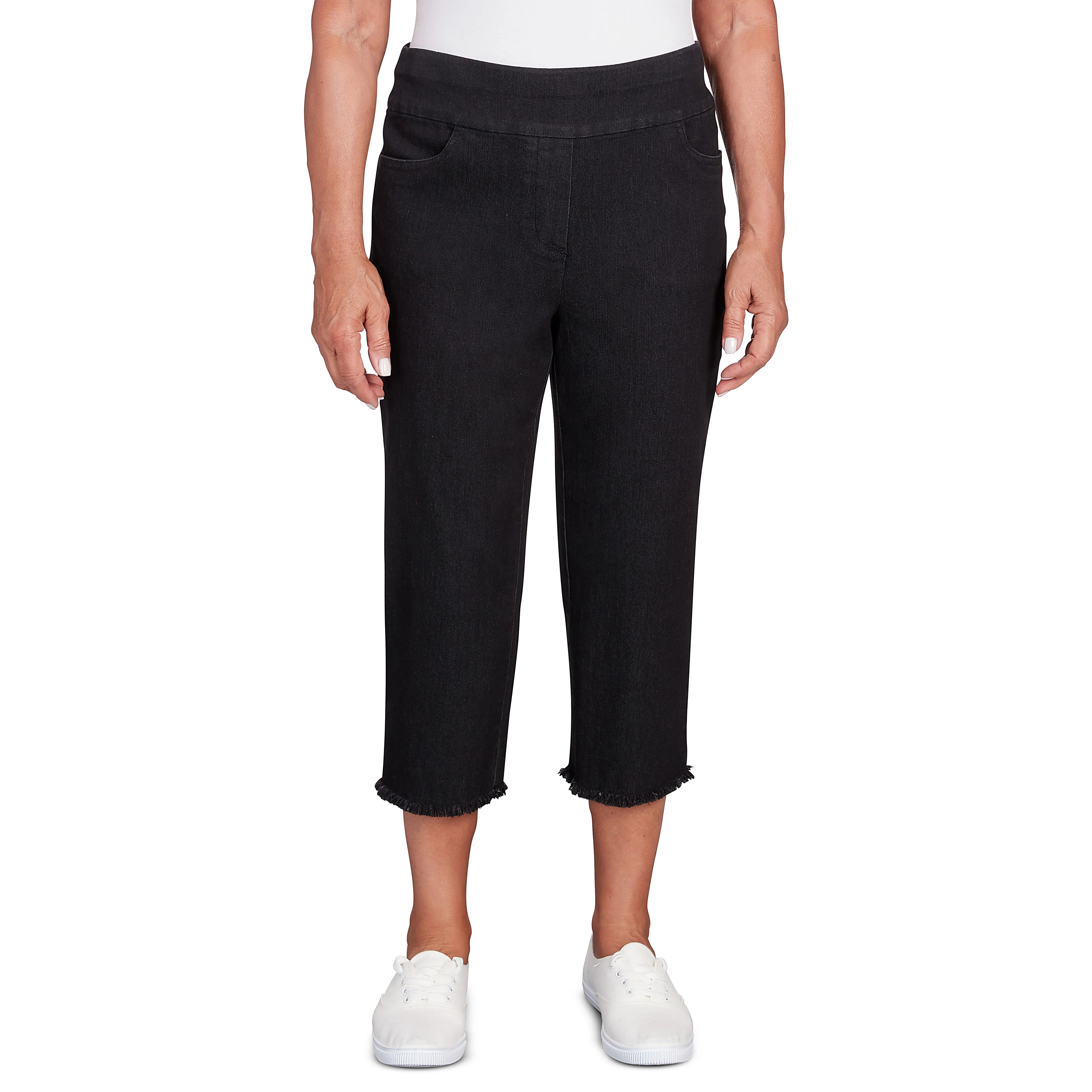 Alfred Dunner Super Stretch Denim Fringe Capri Pant
