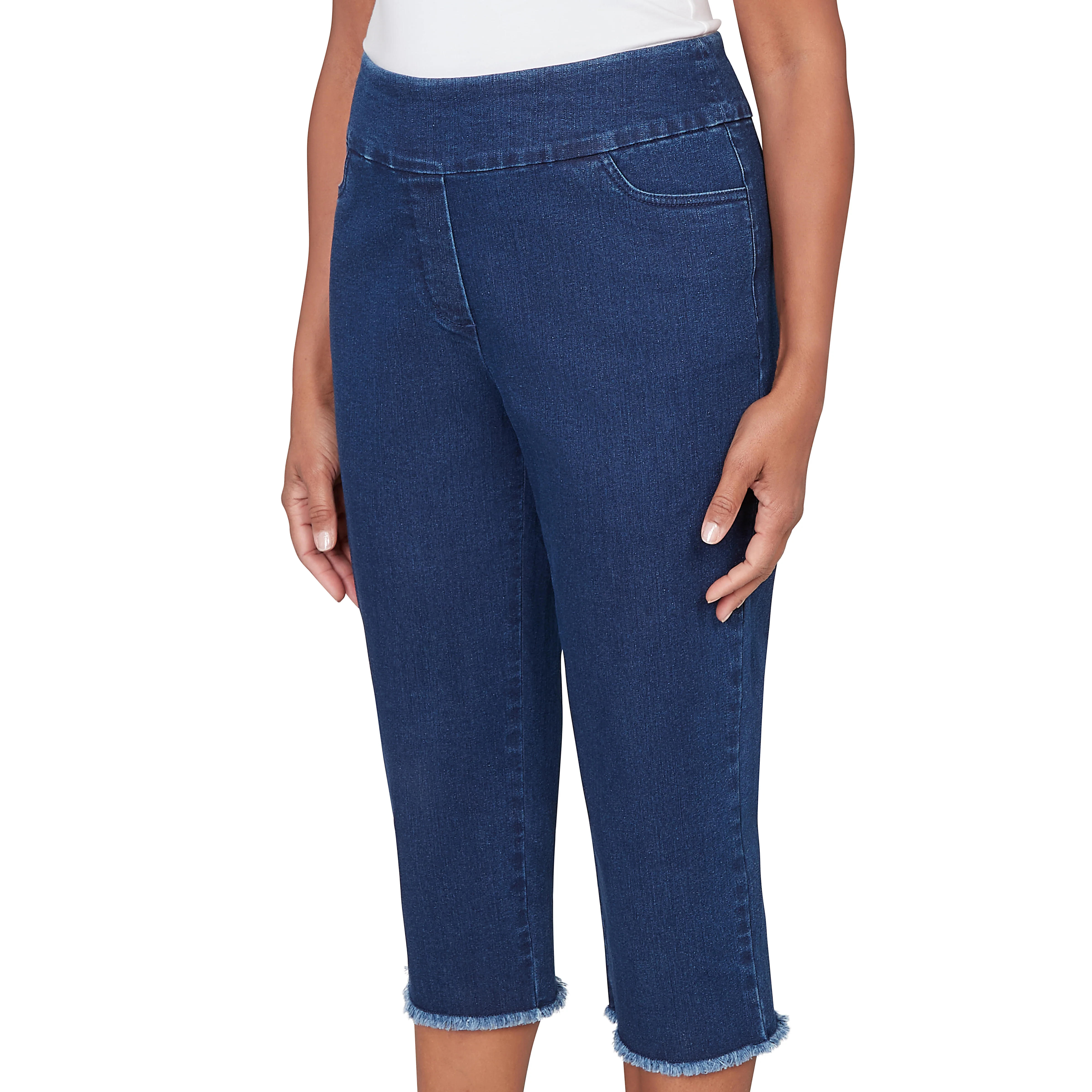 Alfred Dunner Super Stretch Denim Fringe Capri Pant - Image 11