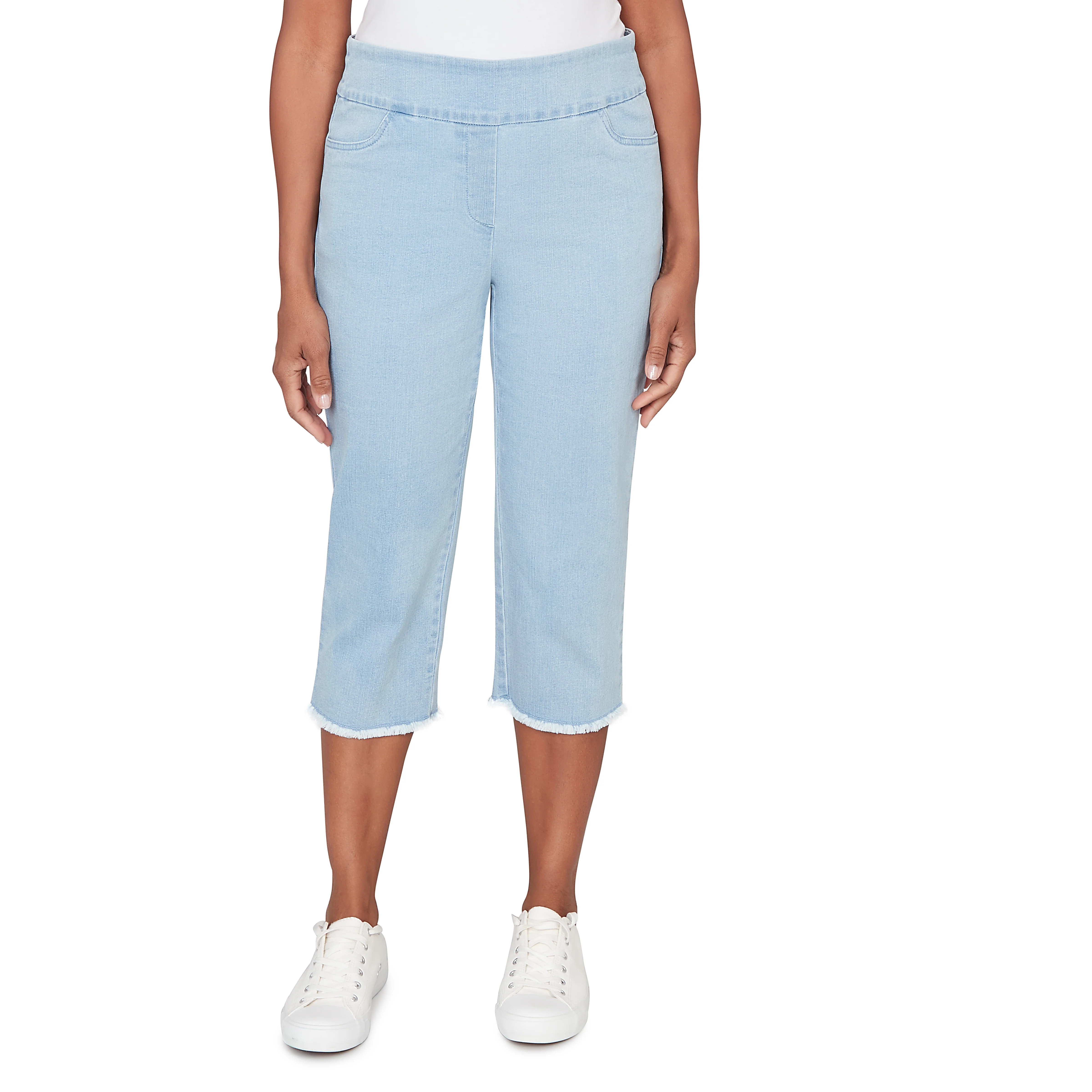 Alfred Dunner Super Stretch Denim Fringe Capri Pant - Image 13