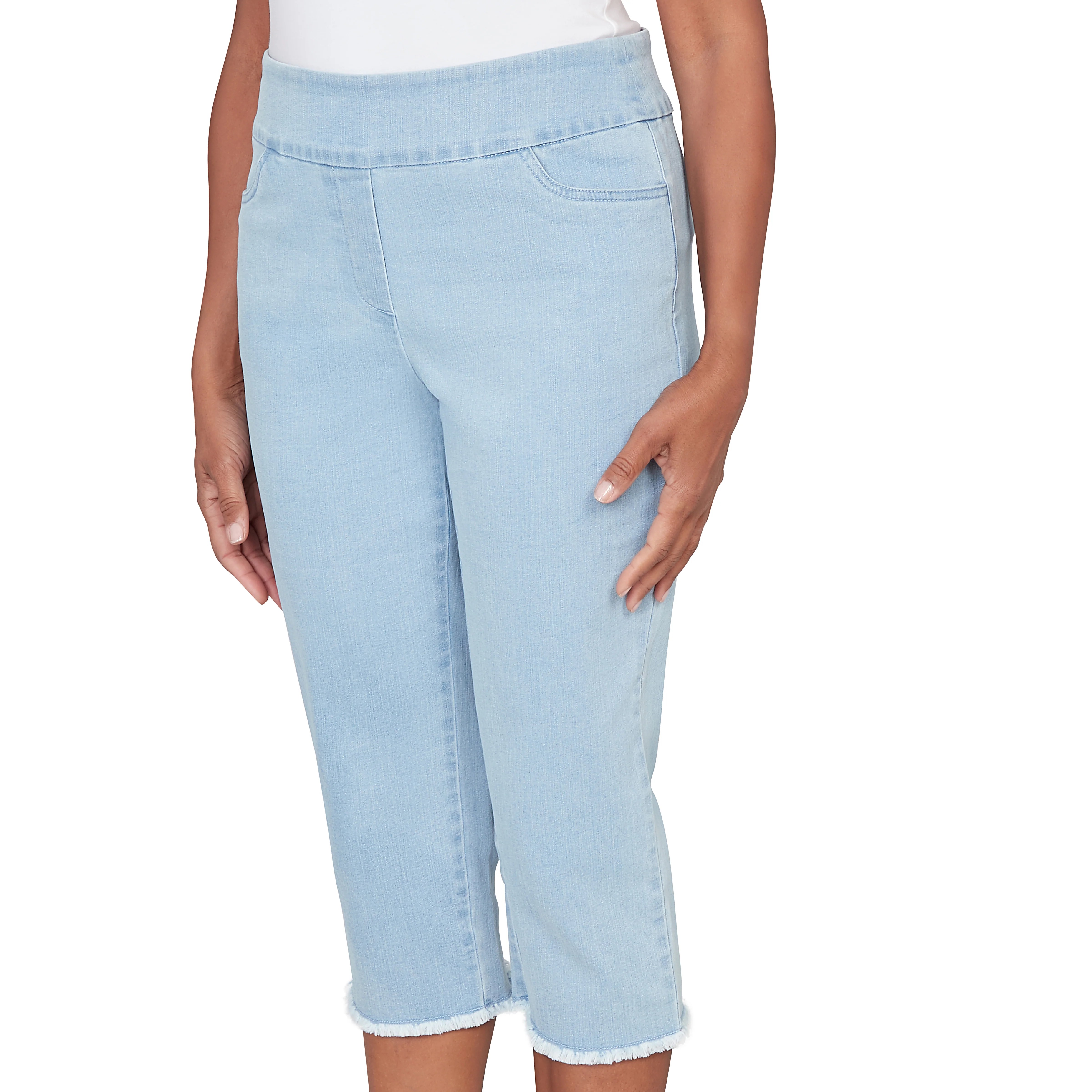Alfred Dunner Super Stretch Denim Fringe Capri Pant - Image 17
