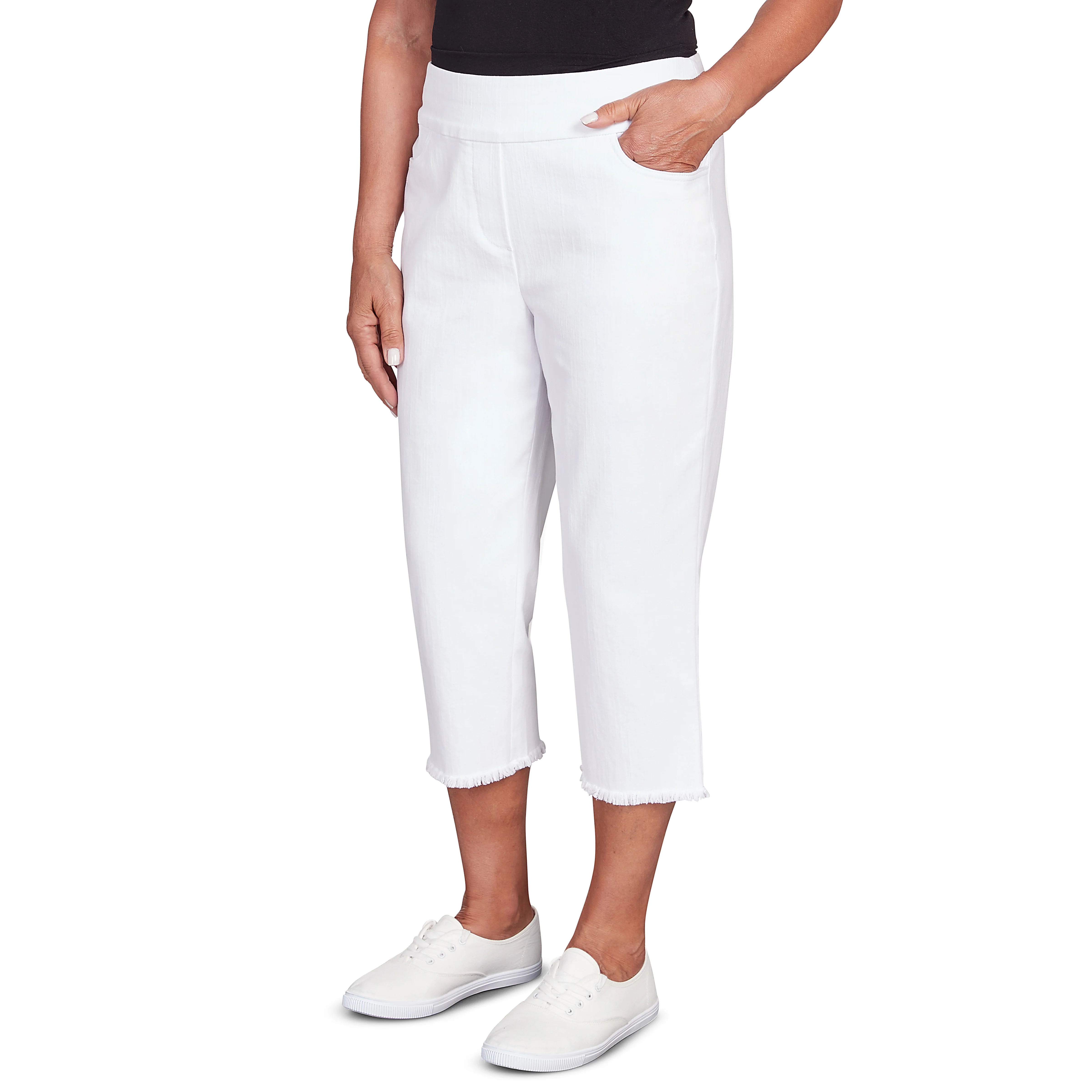 Alfred Dunner Super Stretch Denim Fringe Capri Pant - Image 27