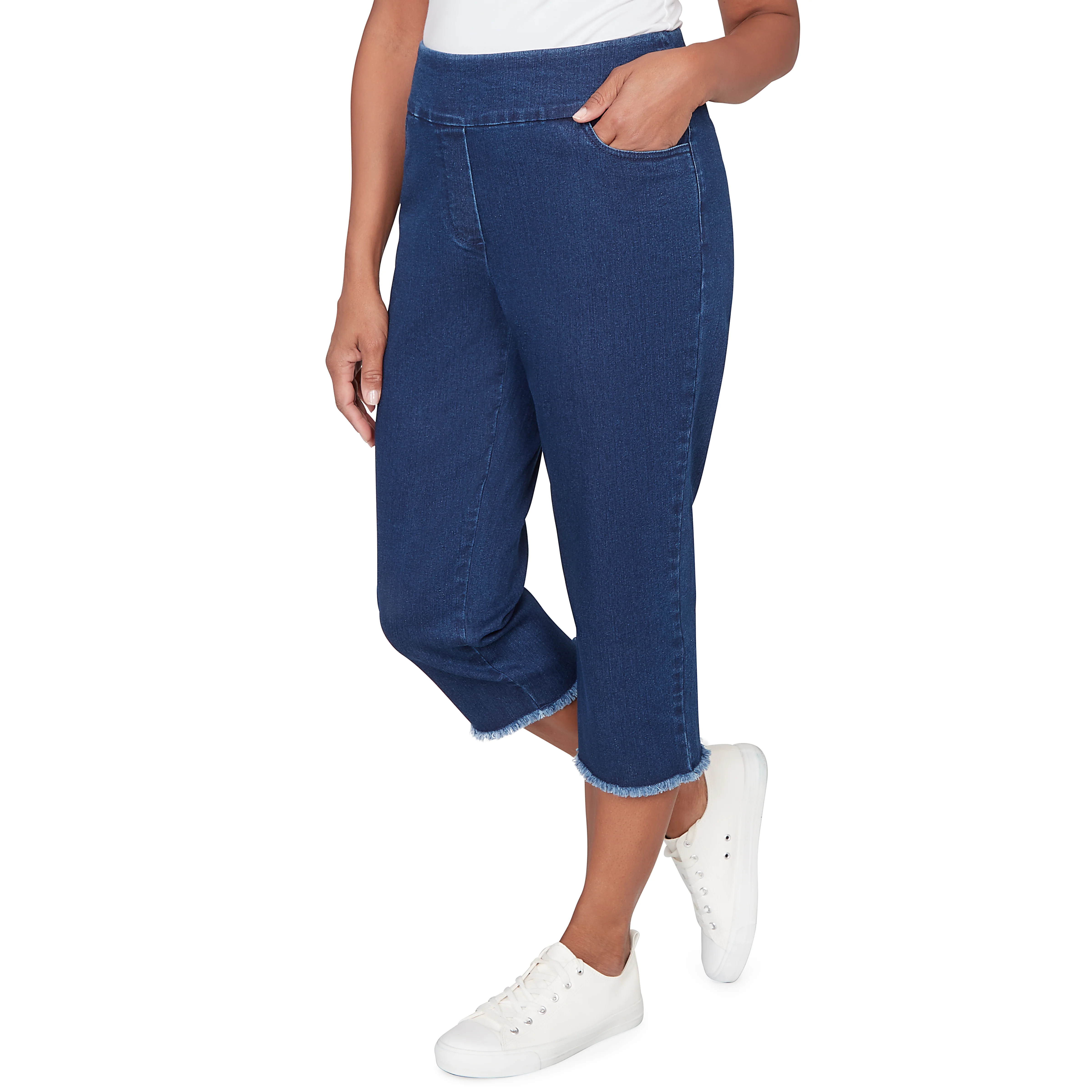 Alfred Dunner Super Stretch Denim Fringe Capri Pant - Image 9