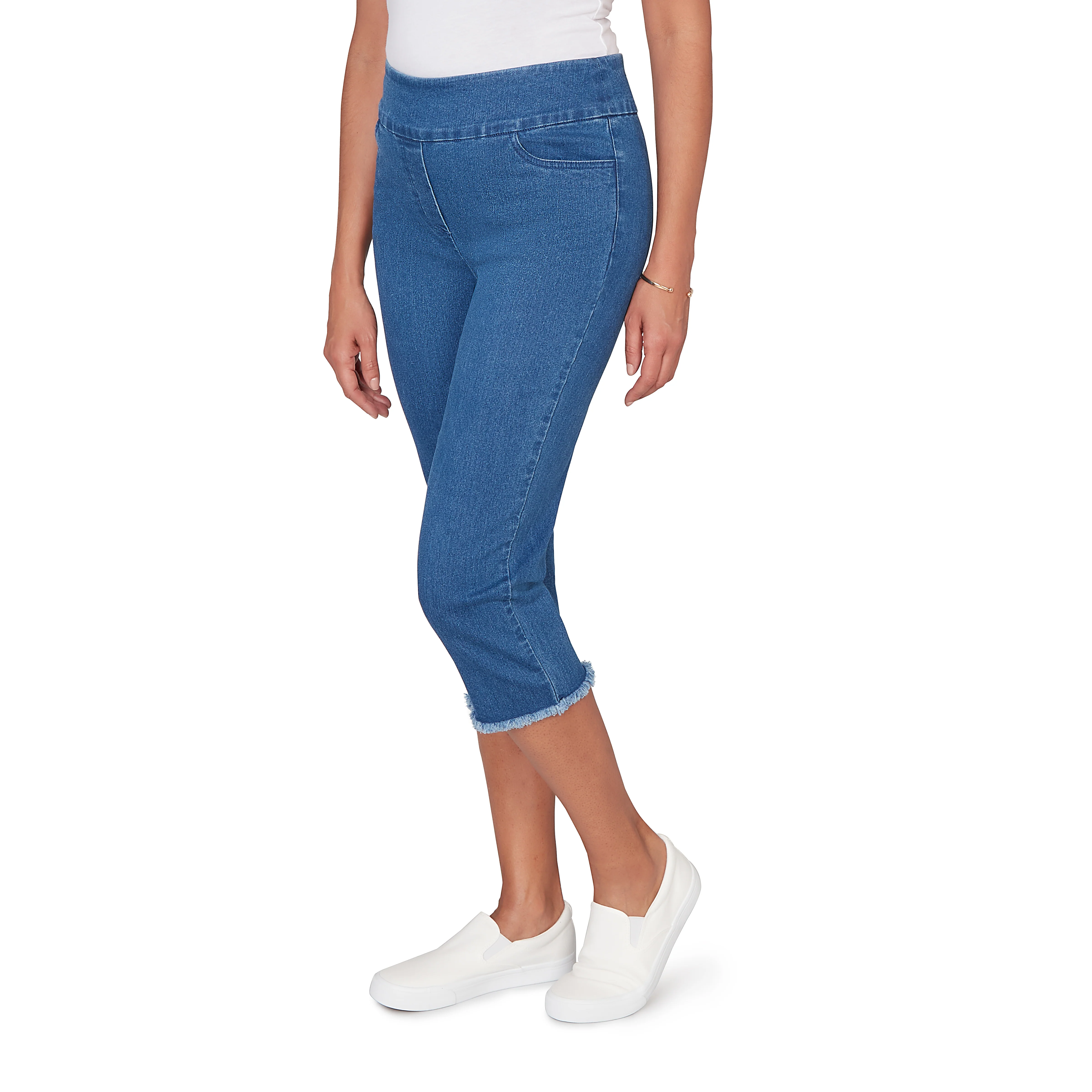 Alfred Dunner Super Stretch Denim Fringe Capri Pant- Petite - Image 21