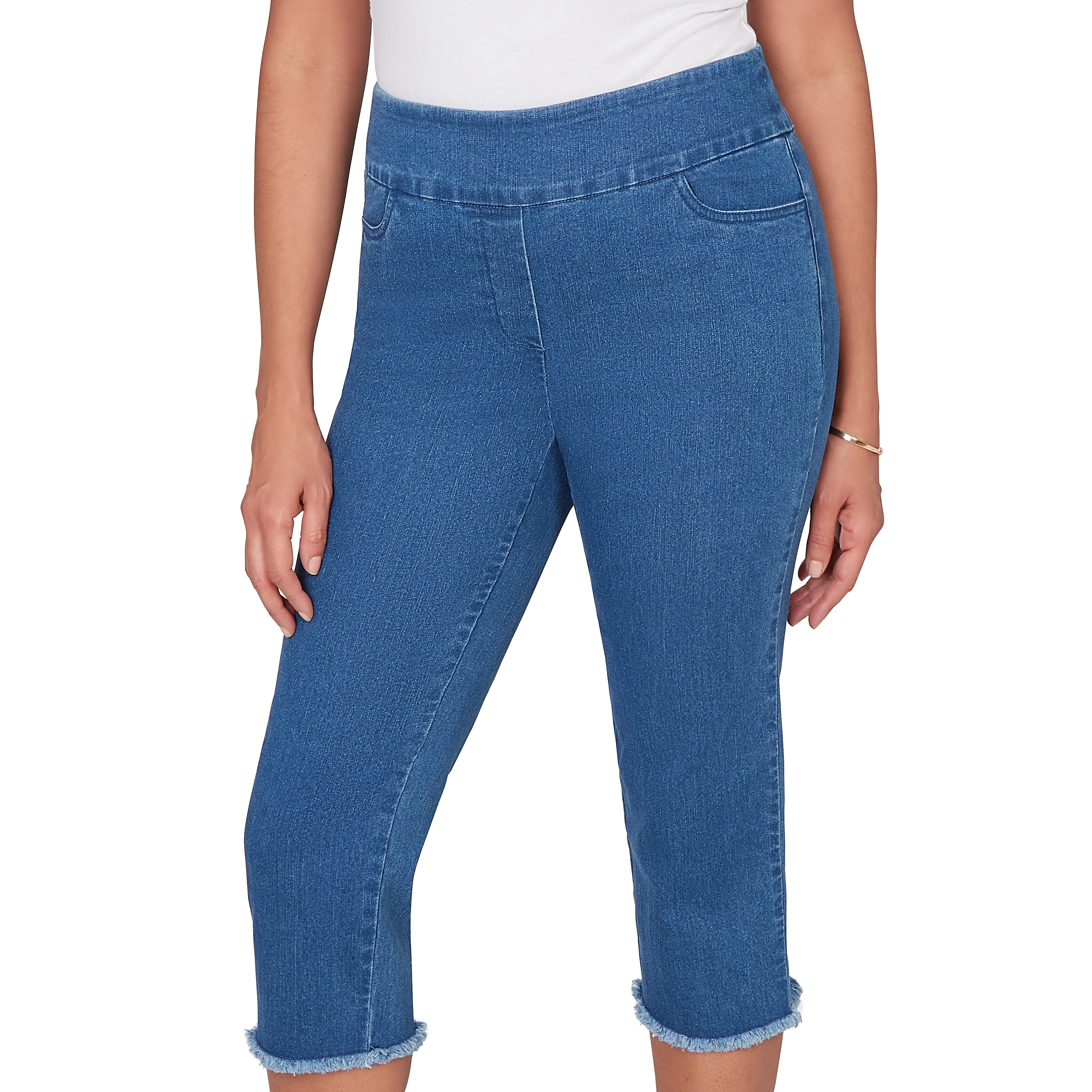 Alfred Dunner Super Stretch Denim Fringe Capri Pant- Petite - Image 23