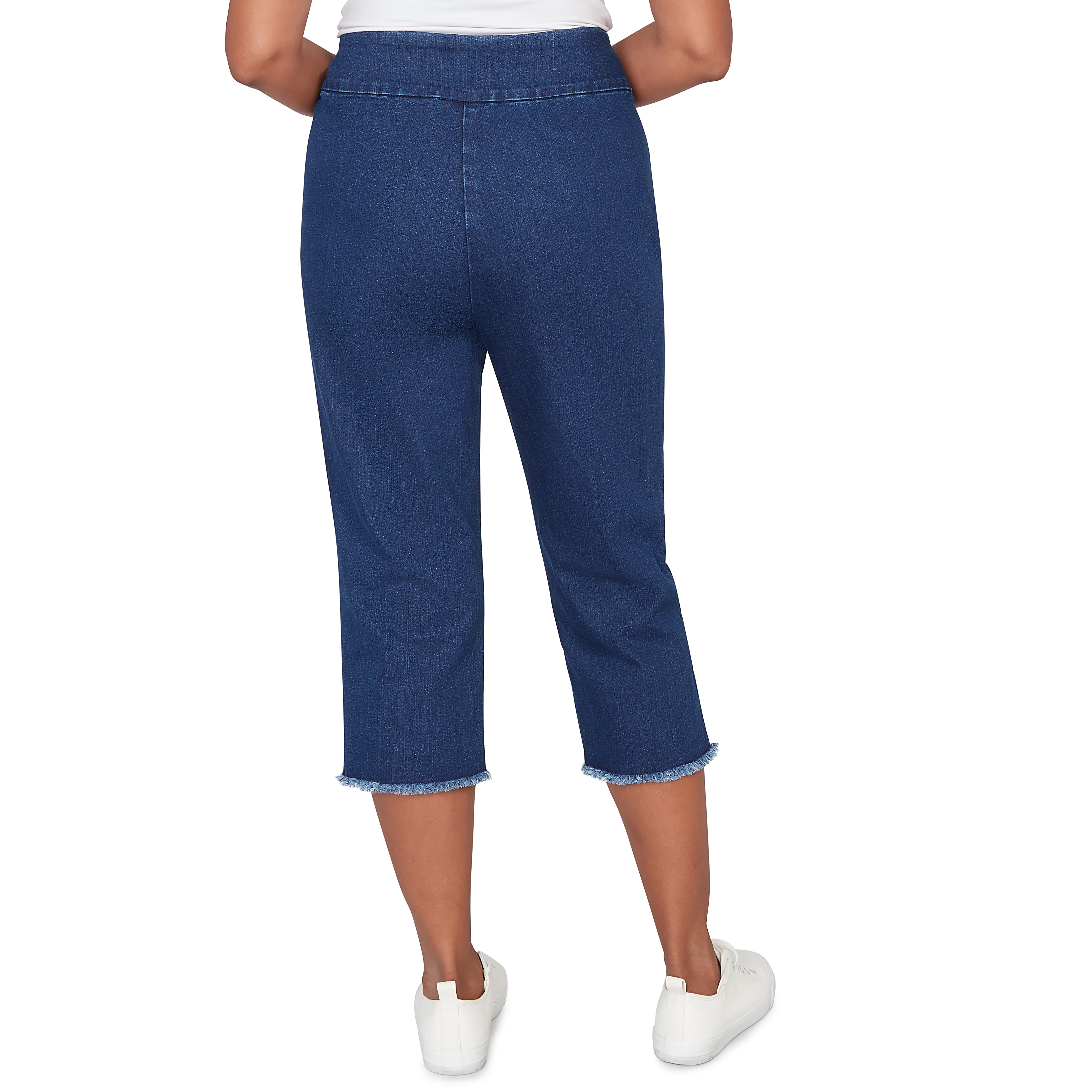 Alfred Dunner Super Stretch Denim Fringe Capri Pant- Petite - Image 8