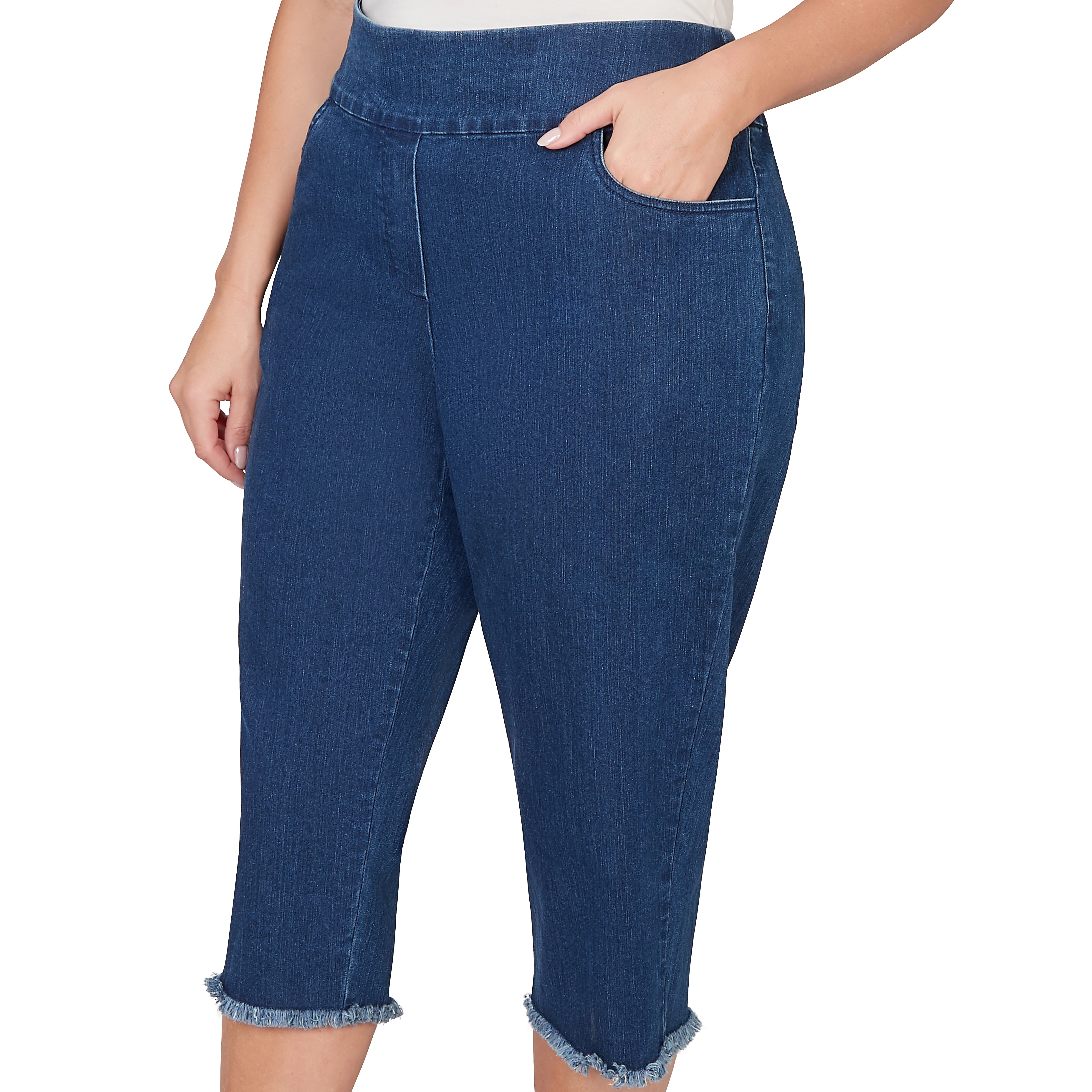 Alfred Dunner Super Stretch Denim Fringe Capri Pant - Plus - Image 10
