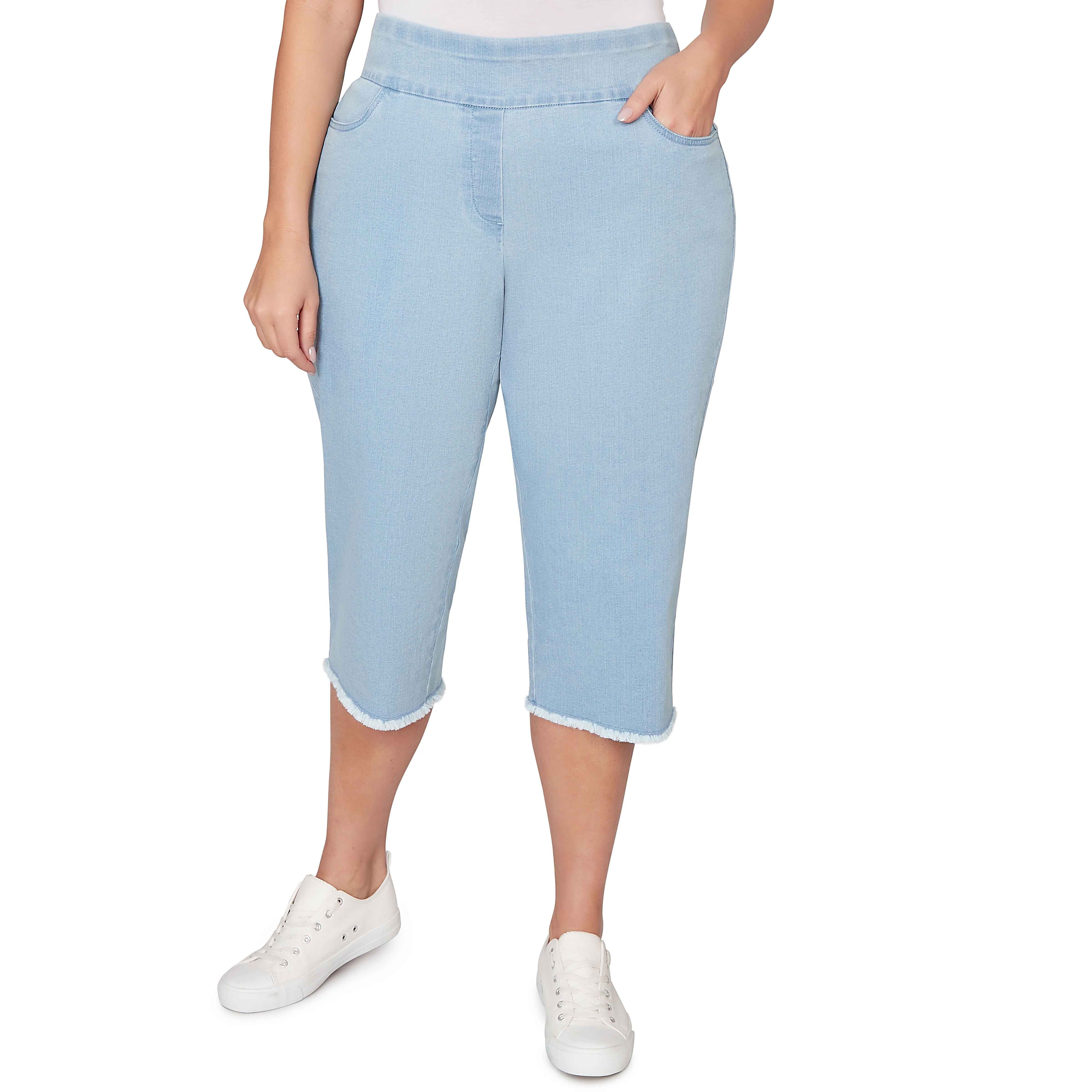 Alfred Dunner Super Stretch Denim Fringe Capri Pant - Plus - Image 12
