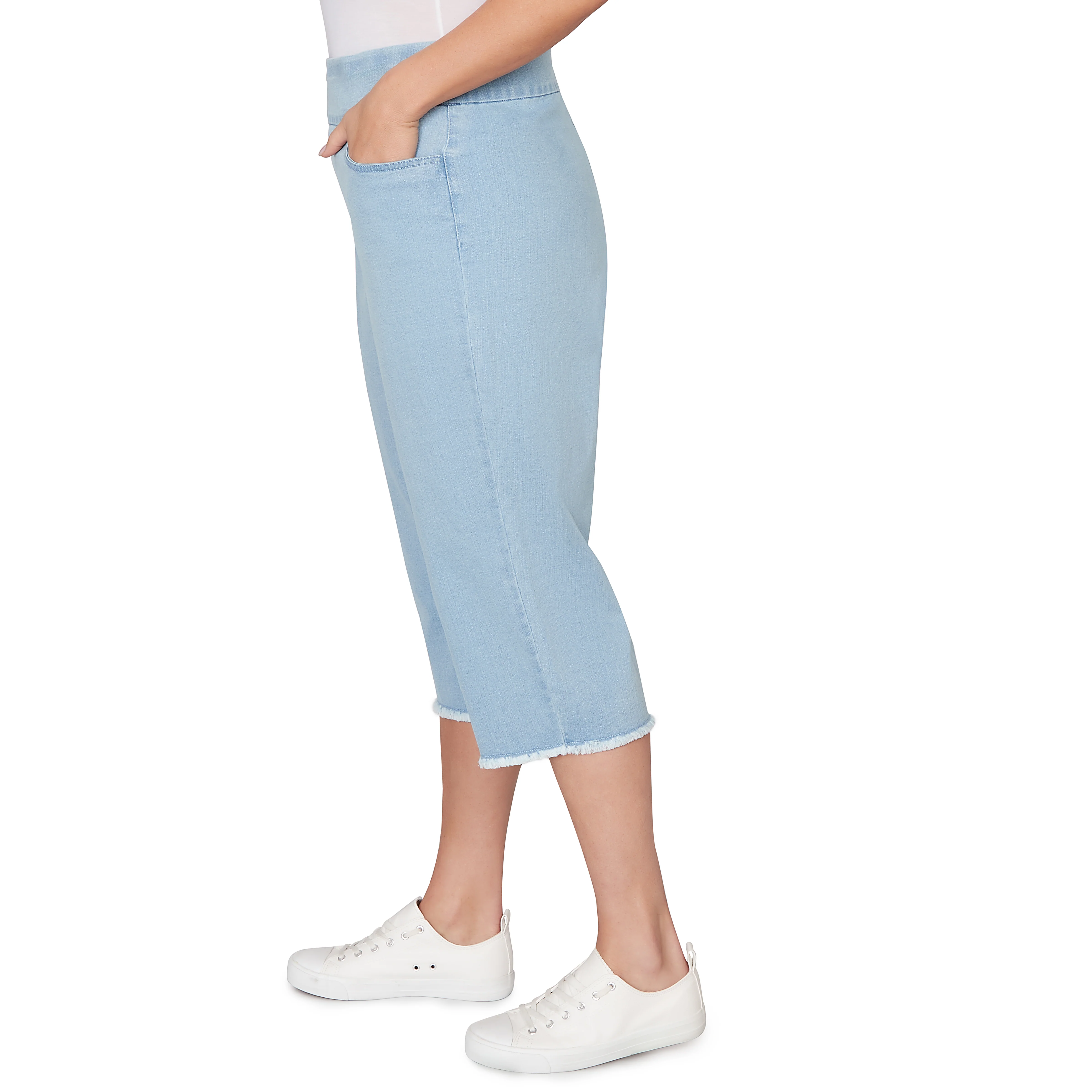 Alfred Dunner Super Stretch Denim Fringe Capri Pant - Plus - Image 15