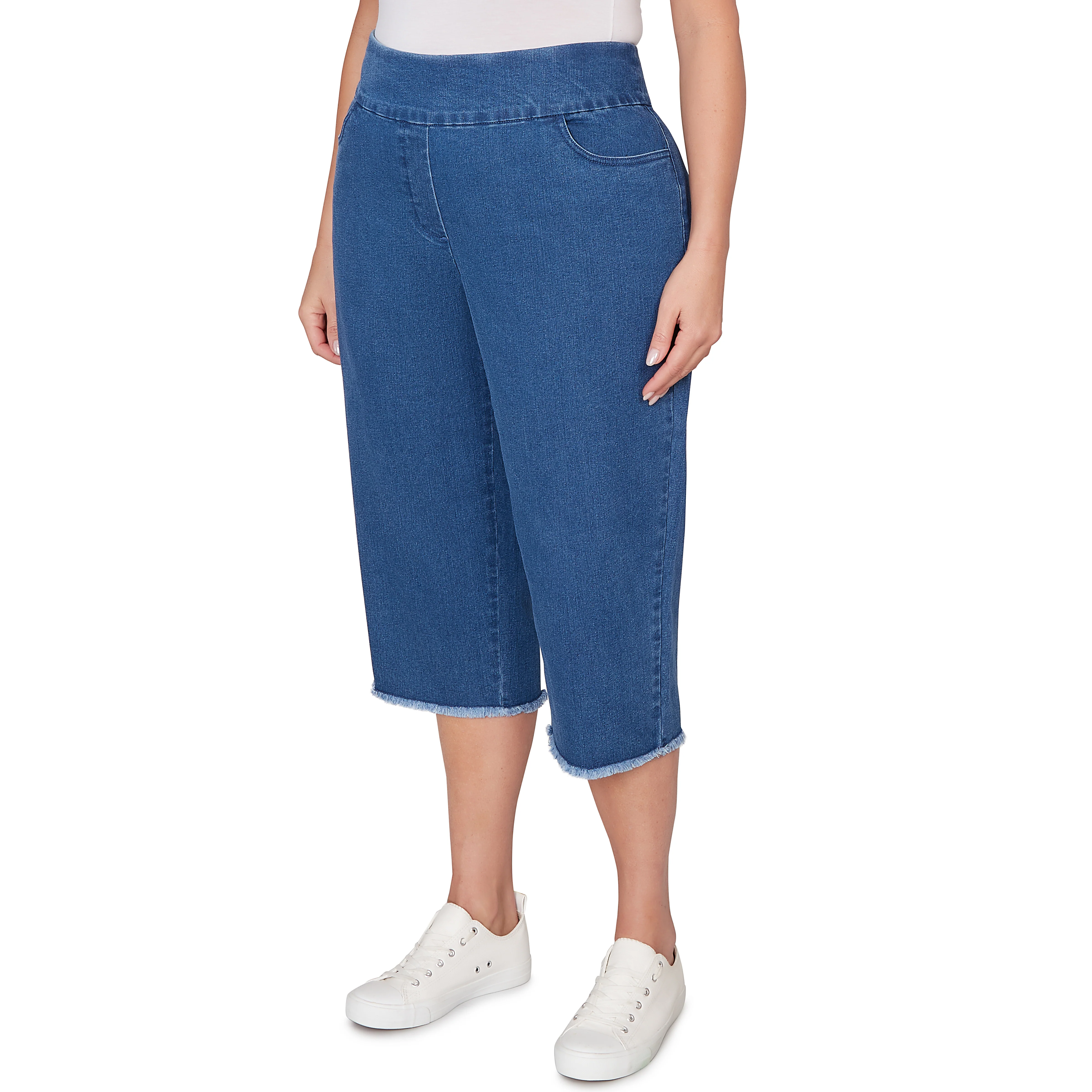 Alfred Dunner Super Stretch Denim Fringe Capri Pant - Plus - Image 20