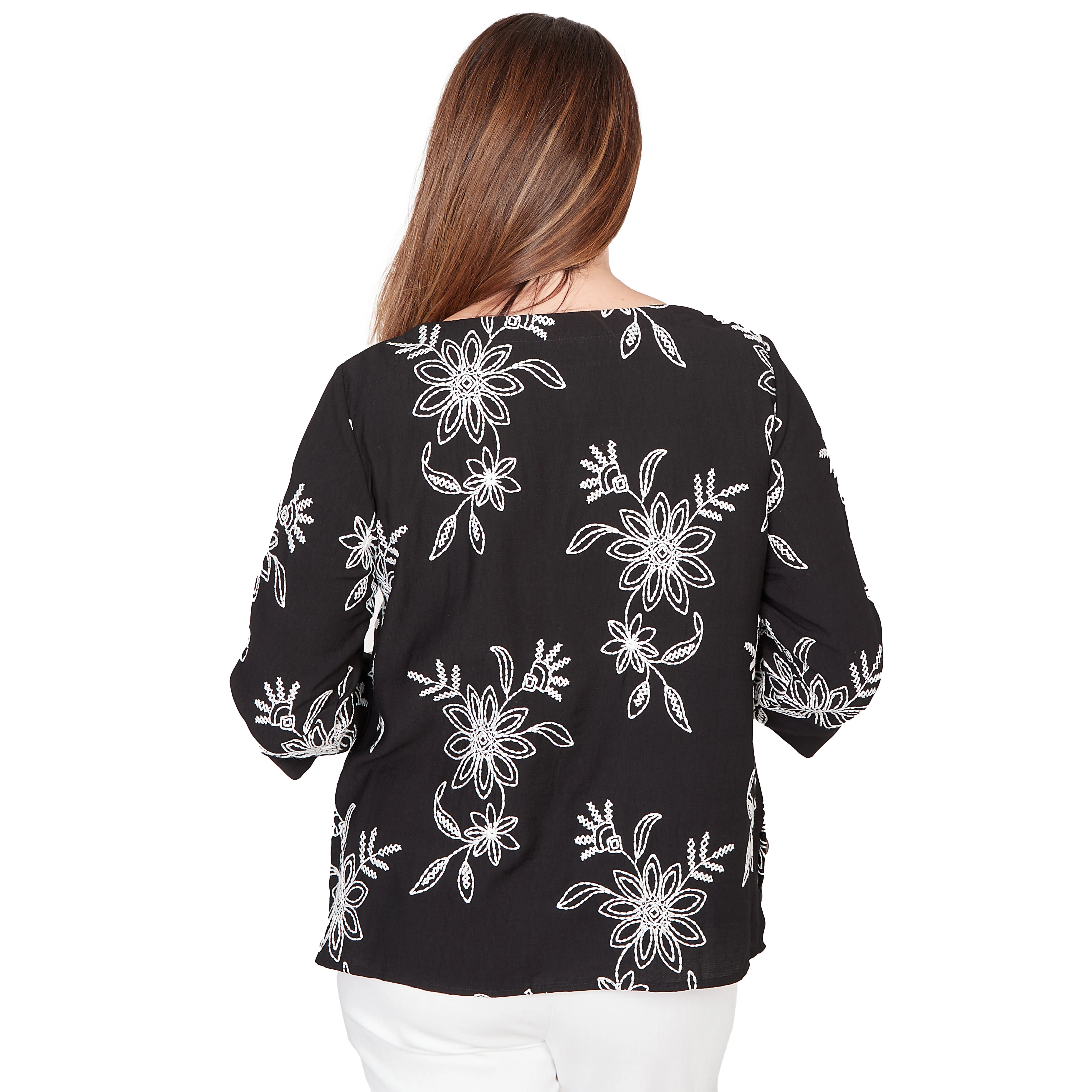 Alfred Dunner Tossed Floral Embroidered Top - Image 2
