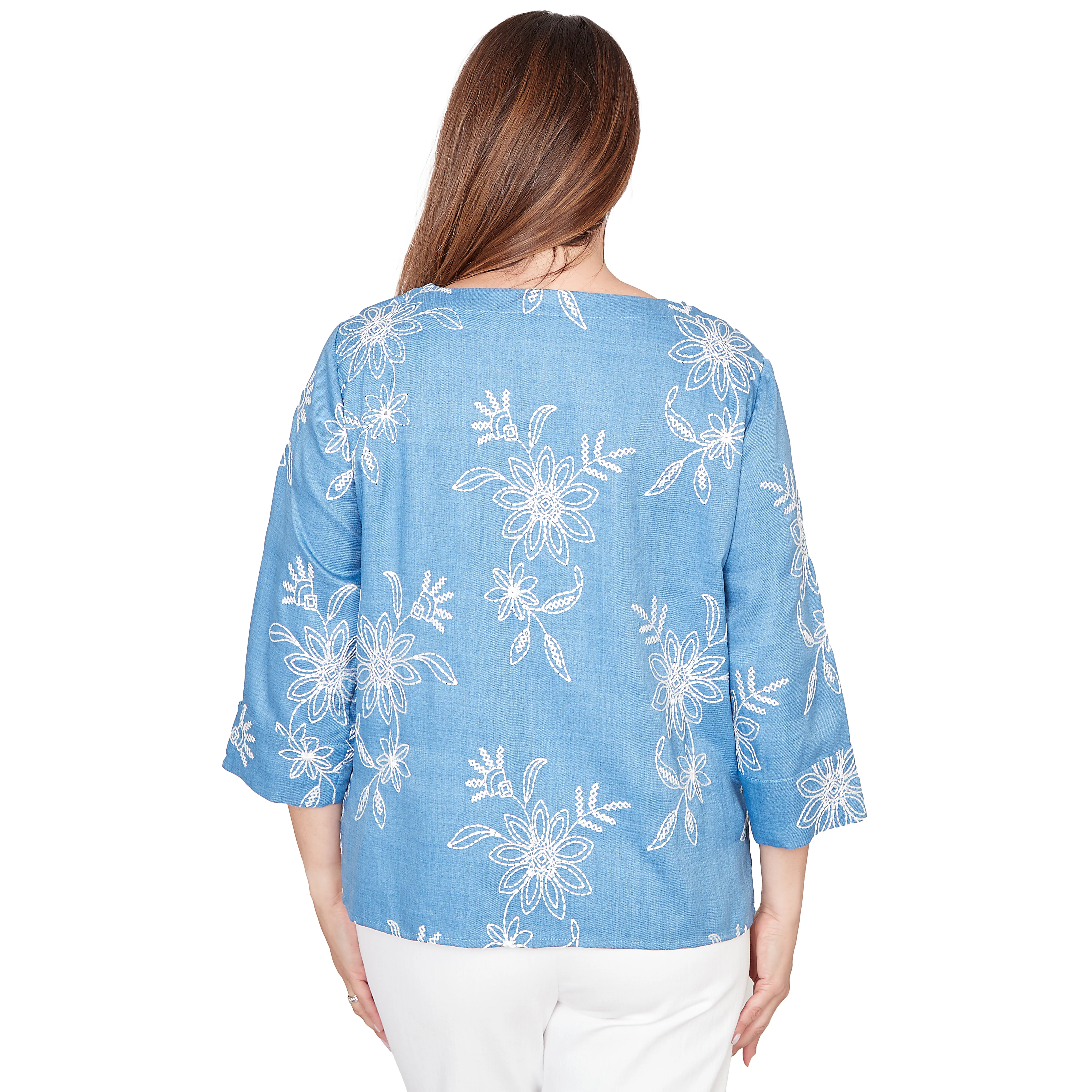 Alfred Dunner Tossed Floral Embroidered Top- Petite - Image 8